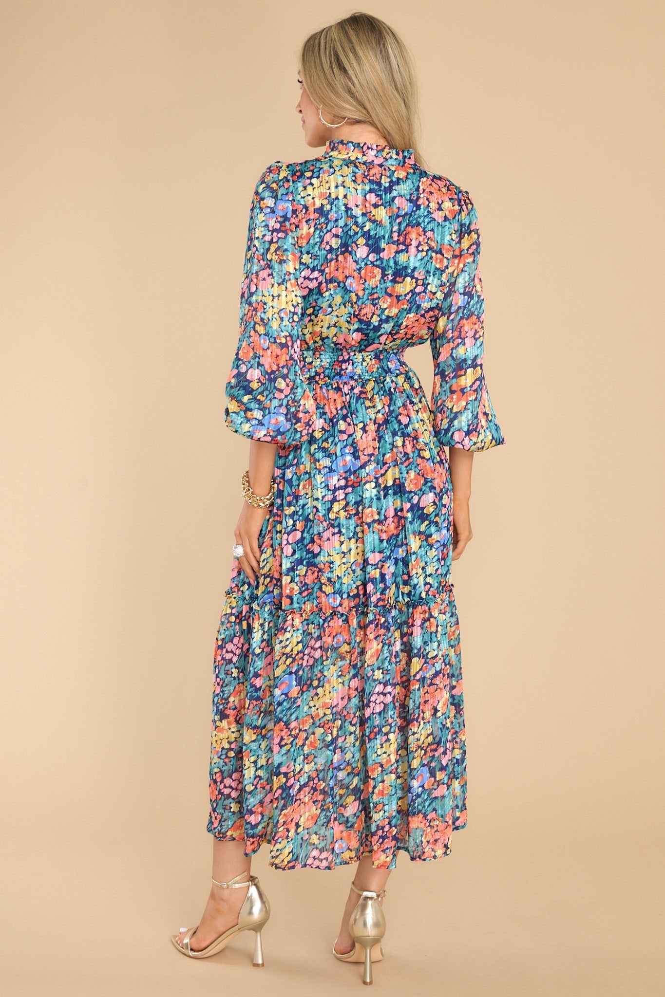 Be Prepared Teal Multi Print Maxi Dress - Red Dress