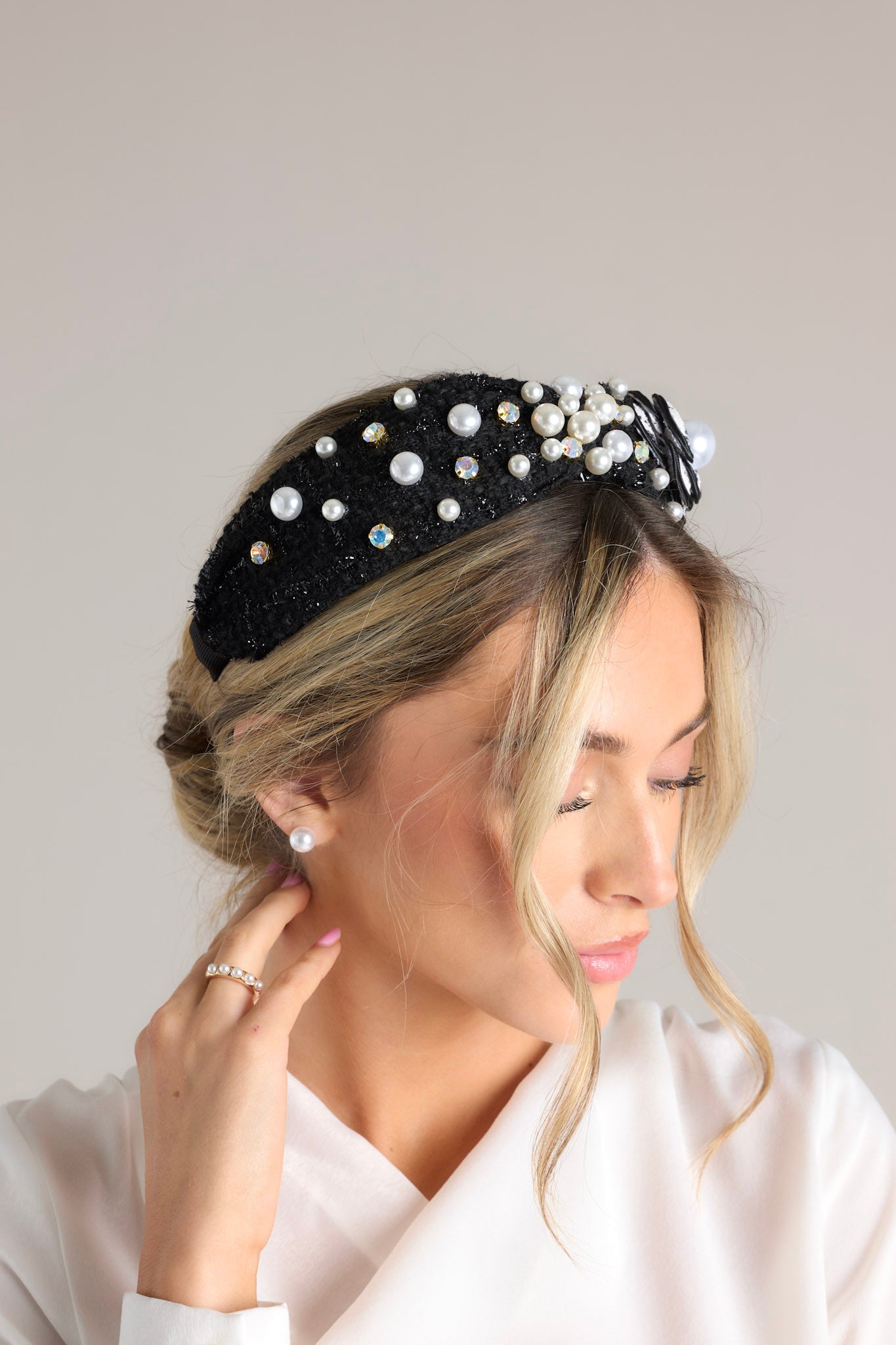 Beauty In Everyday Black Tweed Headband - Red Dress