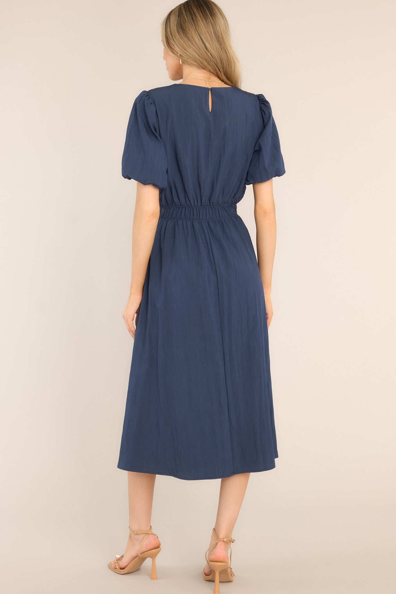 Best Route Navy Blue Midi Dress - Red Dress