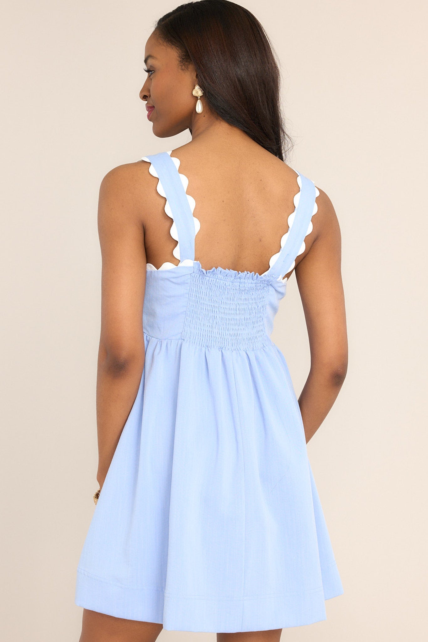 Light Blue Scalloped Mini Dress All Dresses Red Dress