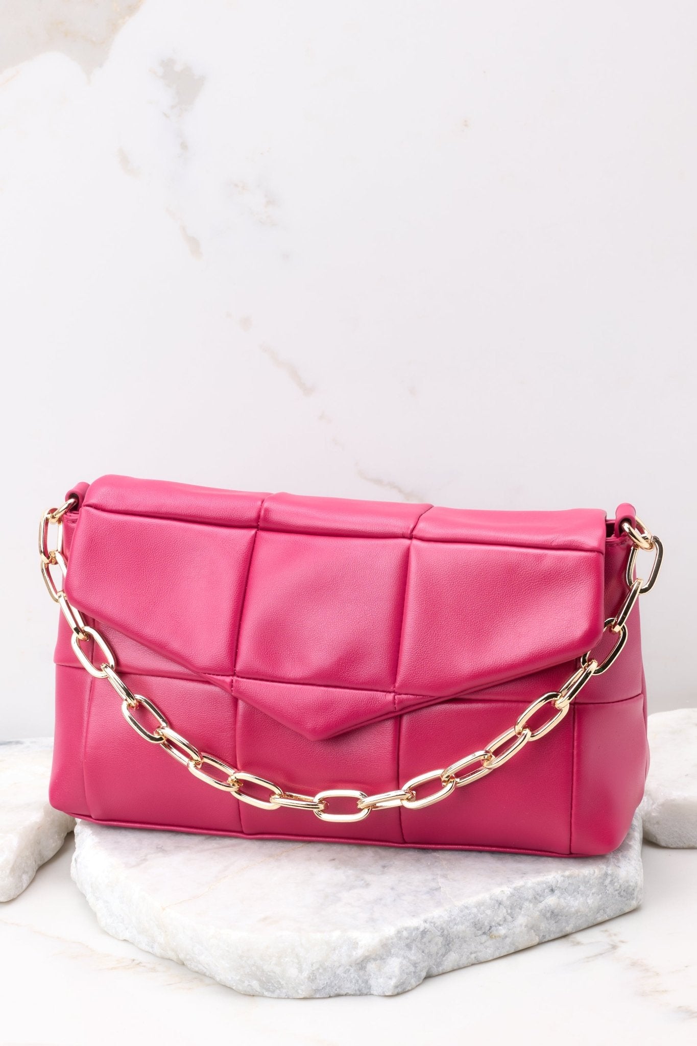 Captivatingly Chic Fuchsia Pink Bag - Red Dress