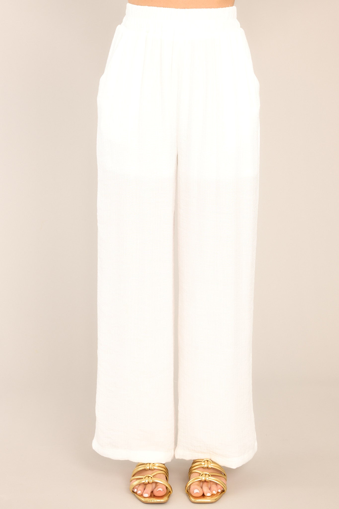 Cherish The Journey White Gauze Pants - Red Dress