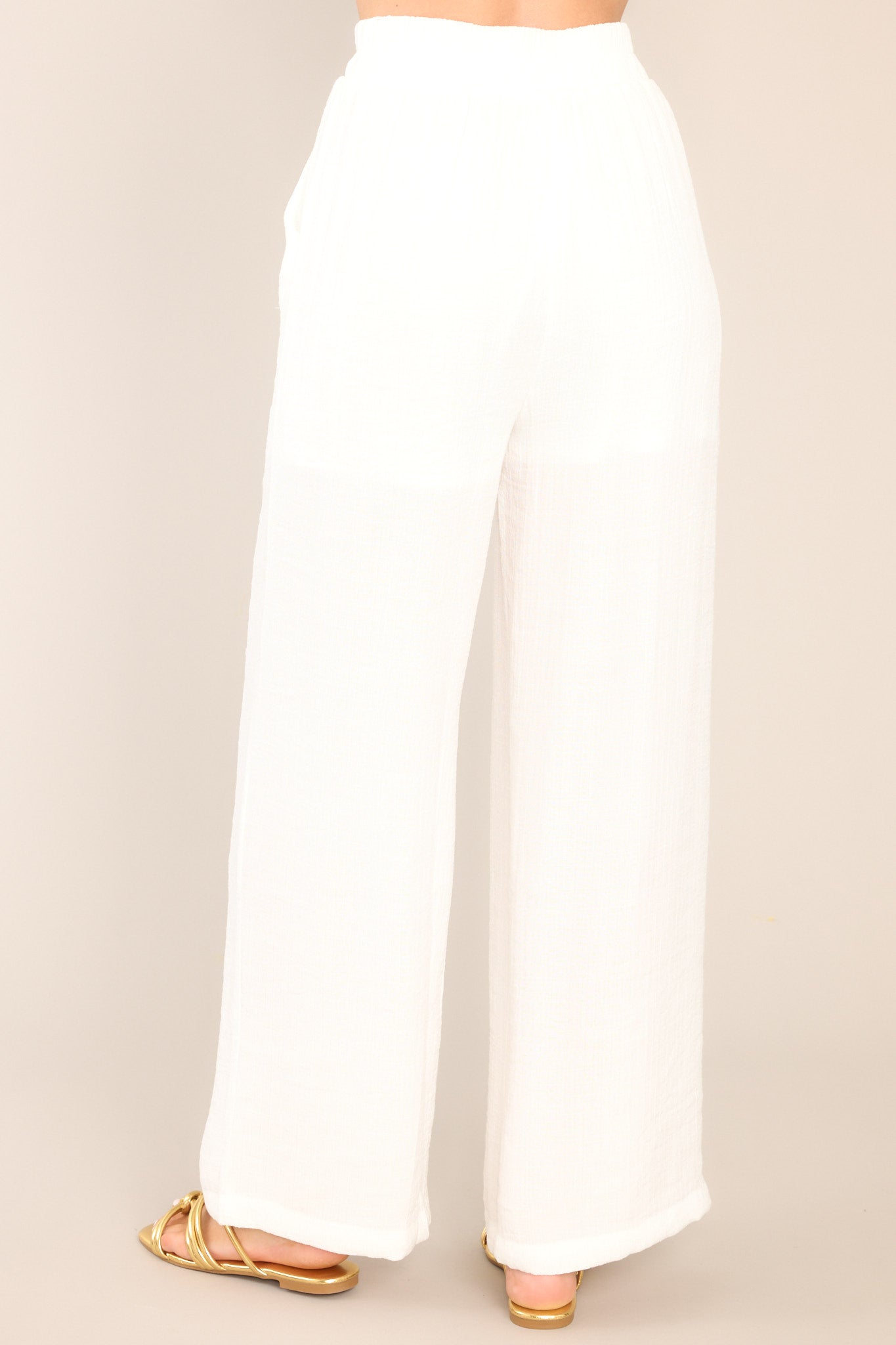 Cherish The Journey White Gauze Pants - Red Dress