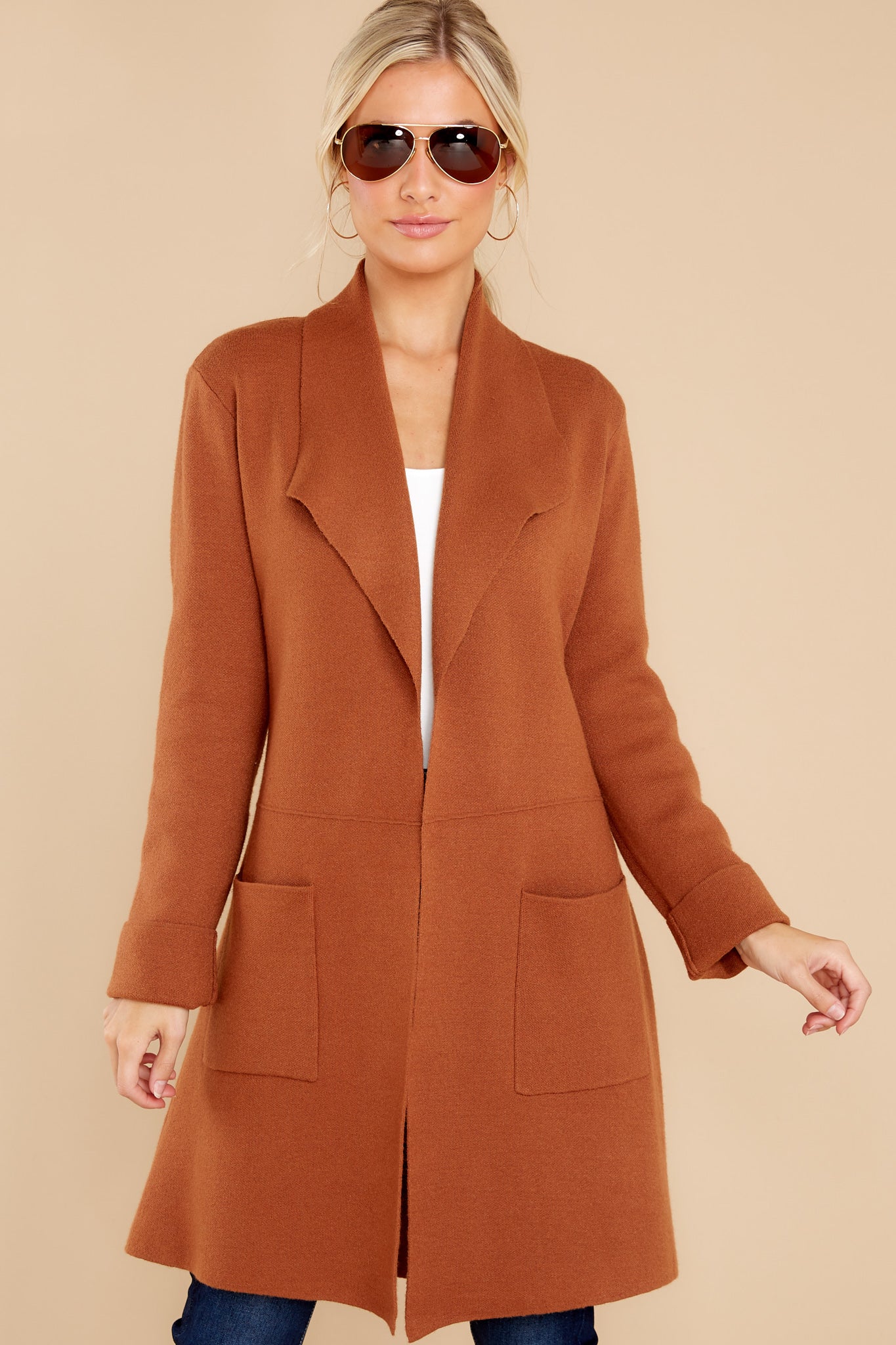 Chilled Beauty Chestnut Cardigan - Red Dress