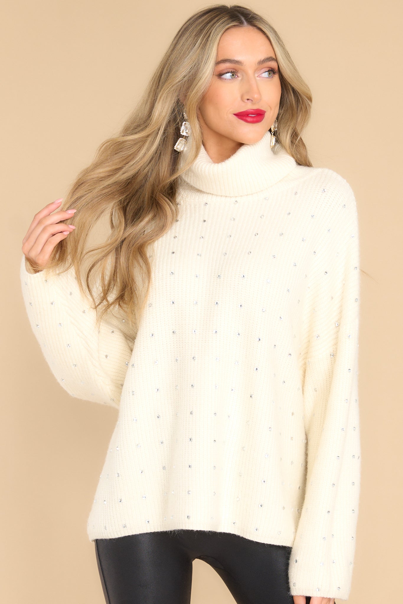 Cold Night Dreams Ivory Sweater - Red Dress