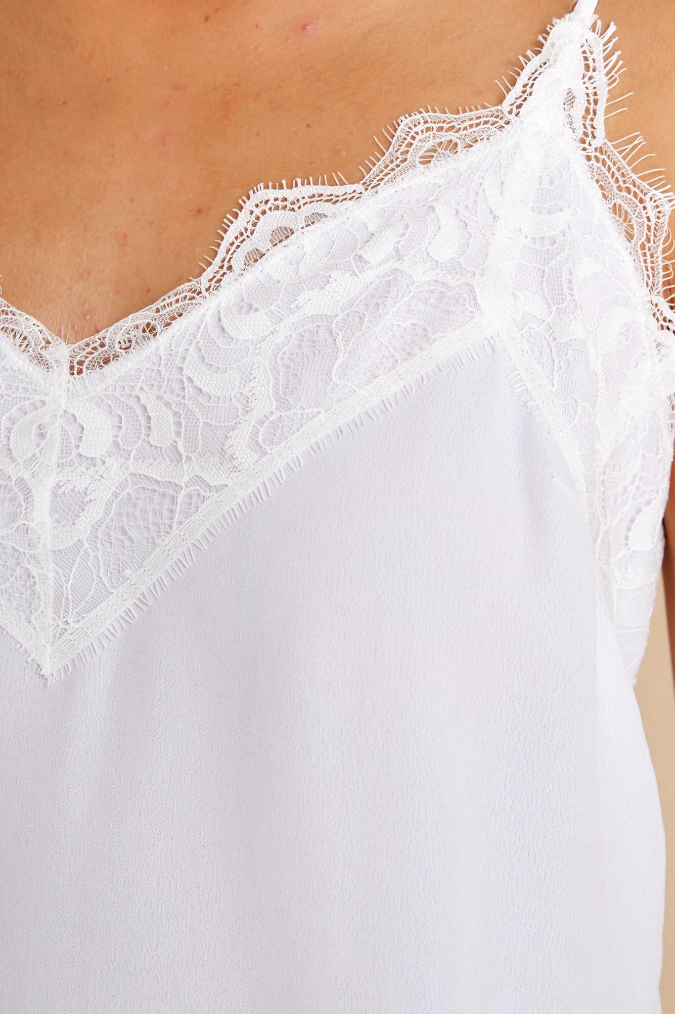 Covered In Grace White Lace Top - Red Dress