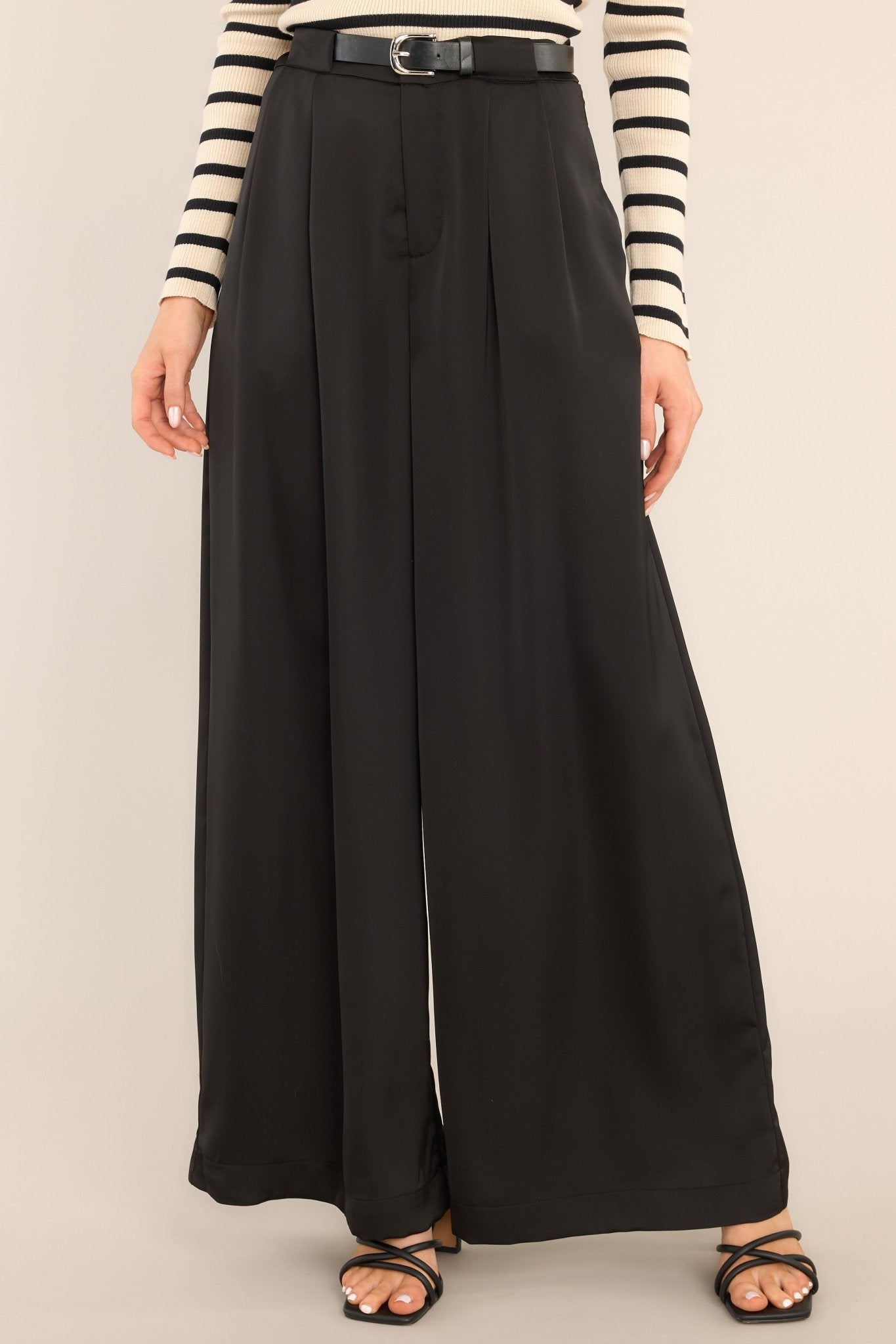 Dance Of Life Black Belted Wide Leg Pants - Red Dress