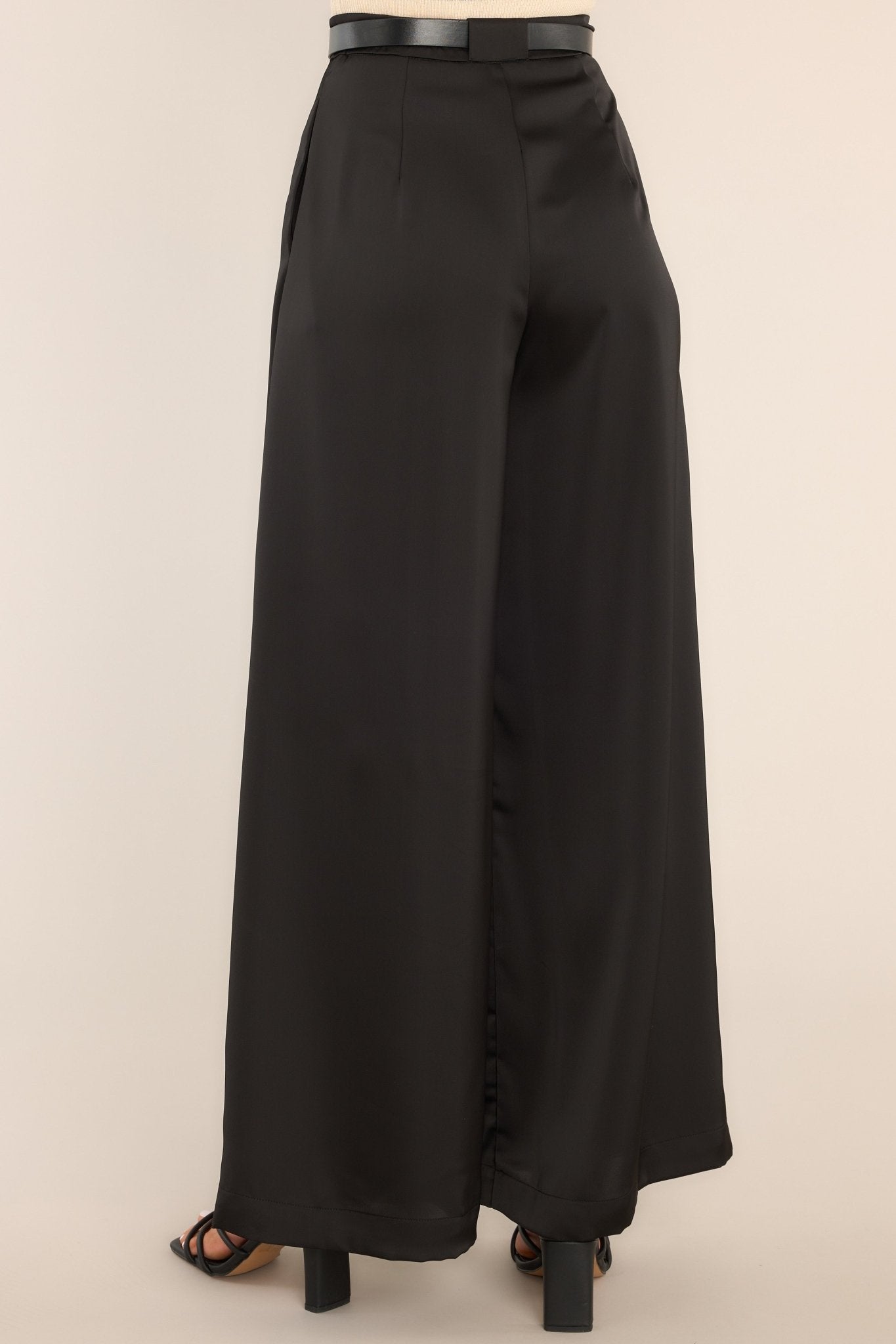 Dance Of Life Black Belted Wide Leg Pants - Red Dress