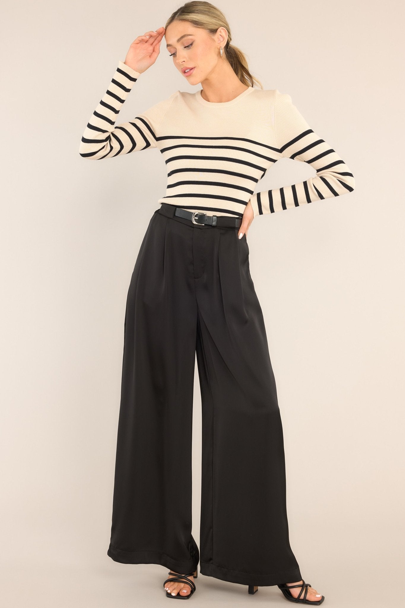 Dance Of Life Black Belted Wide Leg Pants - Red Dress