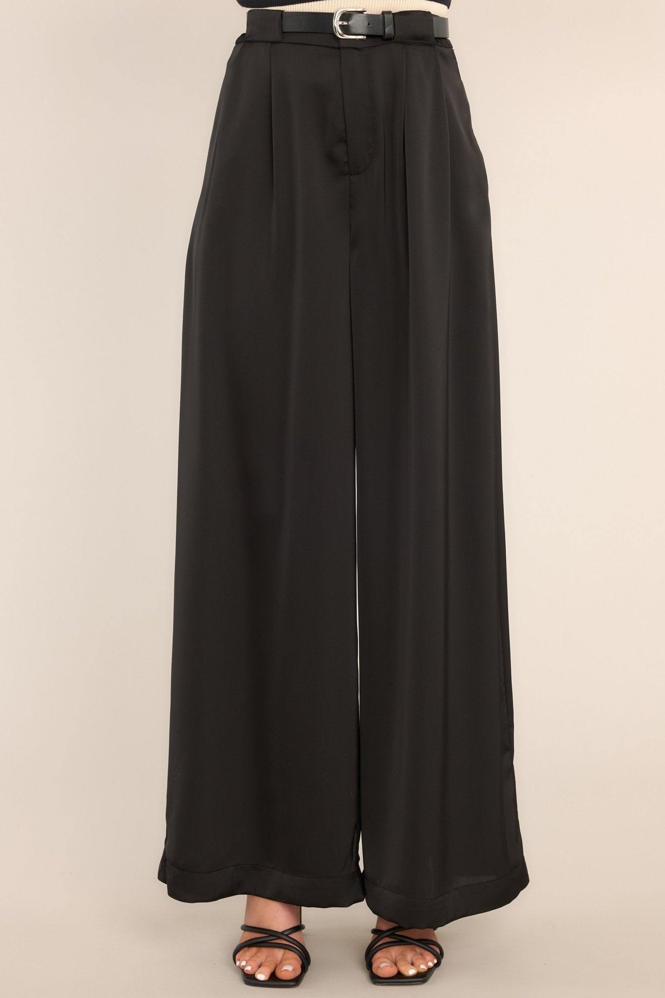 Dance Of Life Black Belted Wide Leg Pants - Red Dress