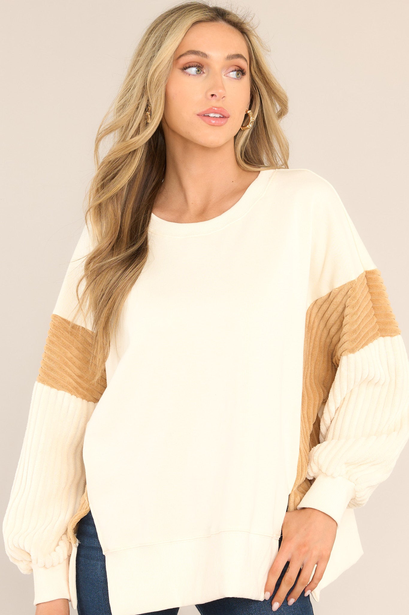 Dream Big Ivory Oversized Sweatshirt - Red Dress