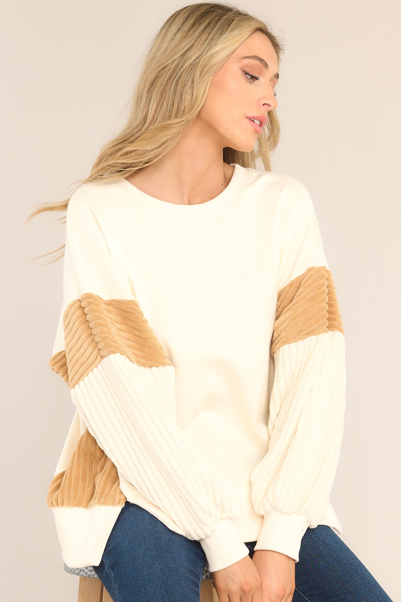 Dream Big Ivory Oversized Sweatshirt - Red Dress