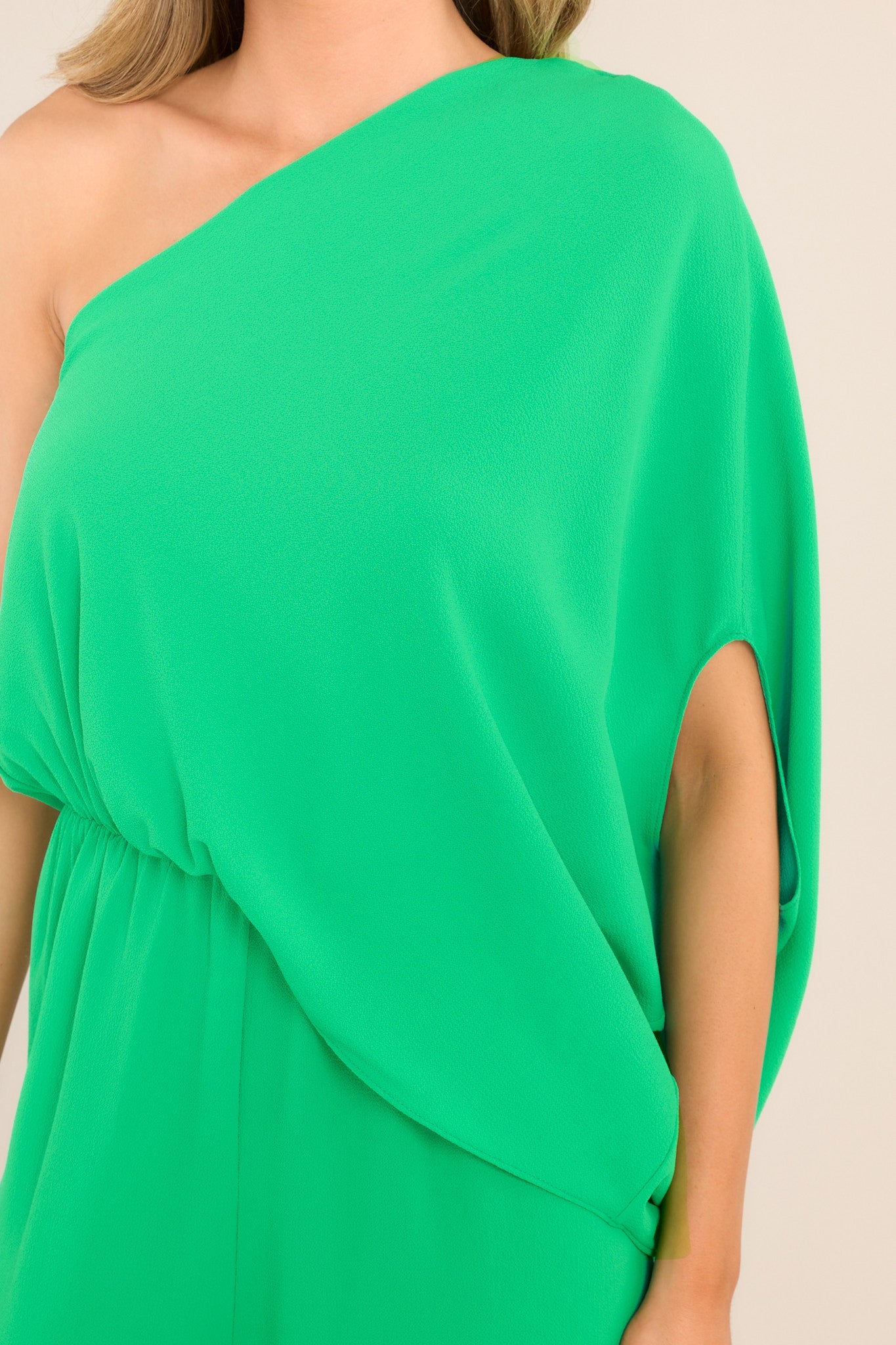 Dreaming Of New Green One Shoulder Jumpsuit - Red Dress