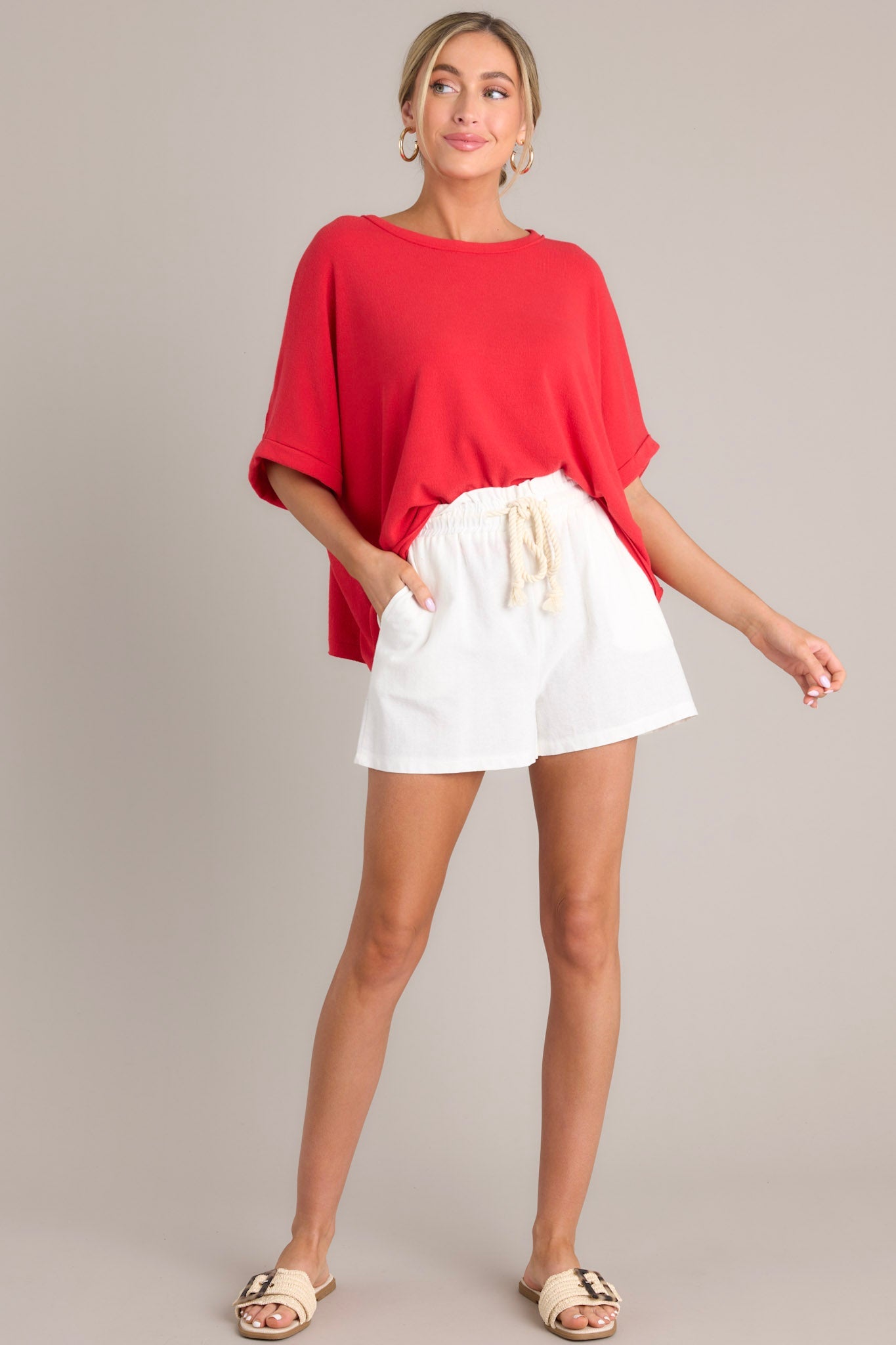 Echoes Of The Heart Tomato Red Dolman Top - Red Dress