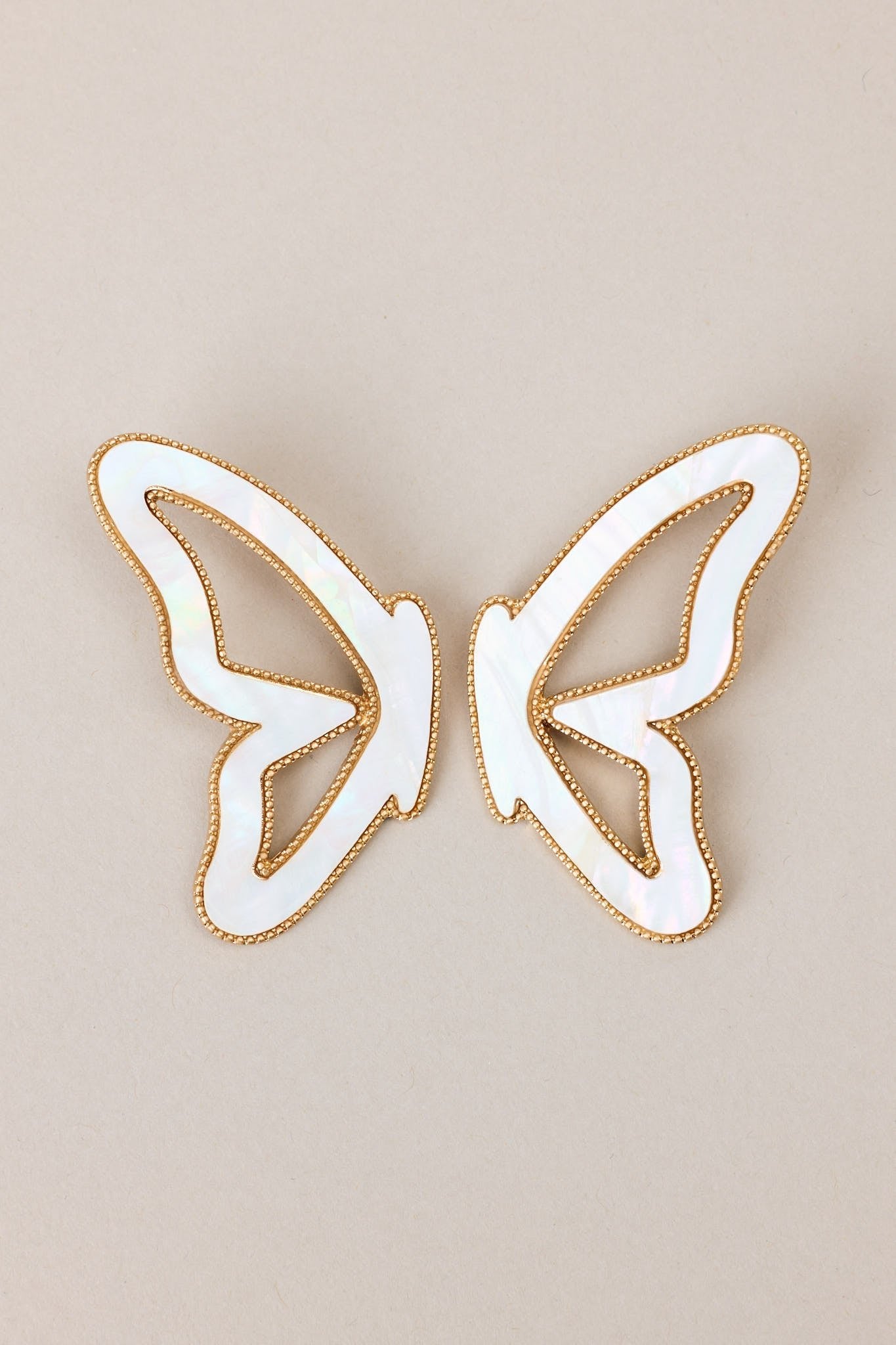 Enchanted Flutter Iridescent White Butterfly Earrings - Red Dress