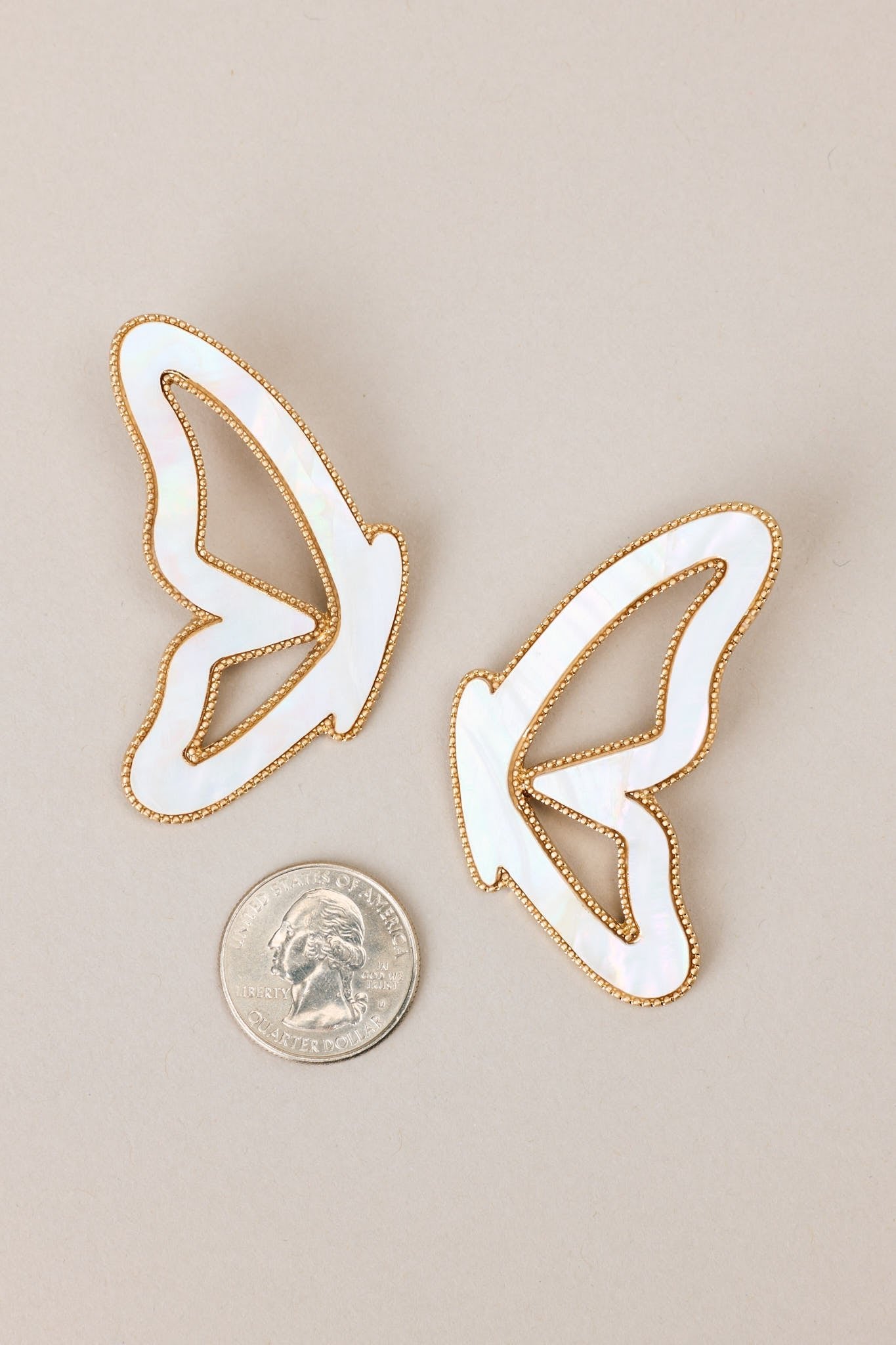 Enchanted Flutter Iridescent White Butterfly Earrings - Red Dress