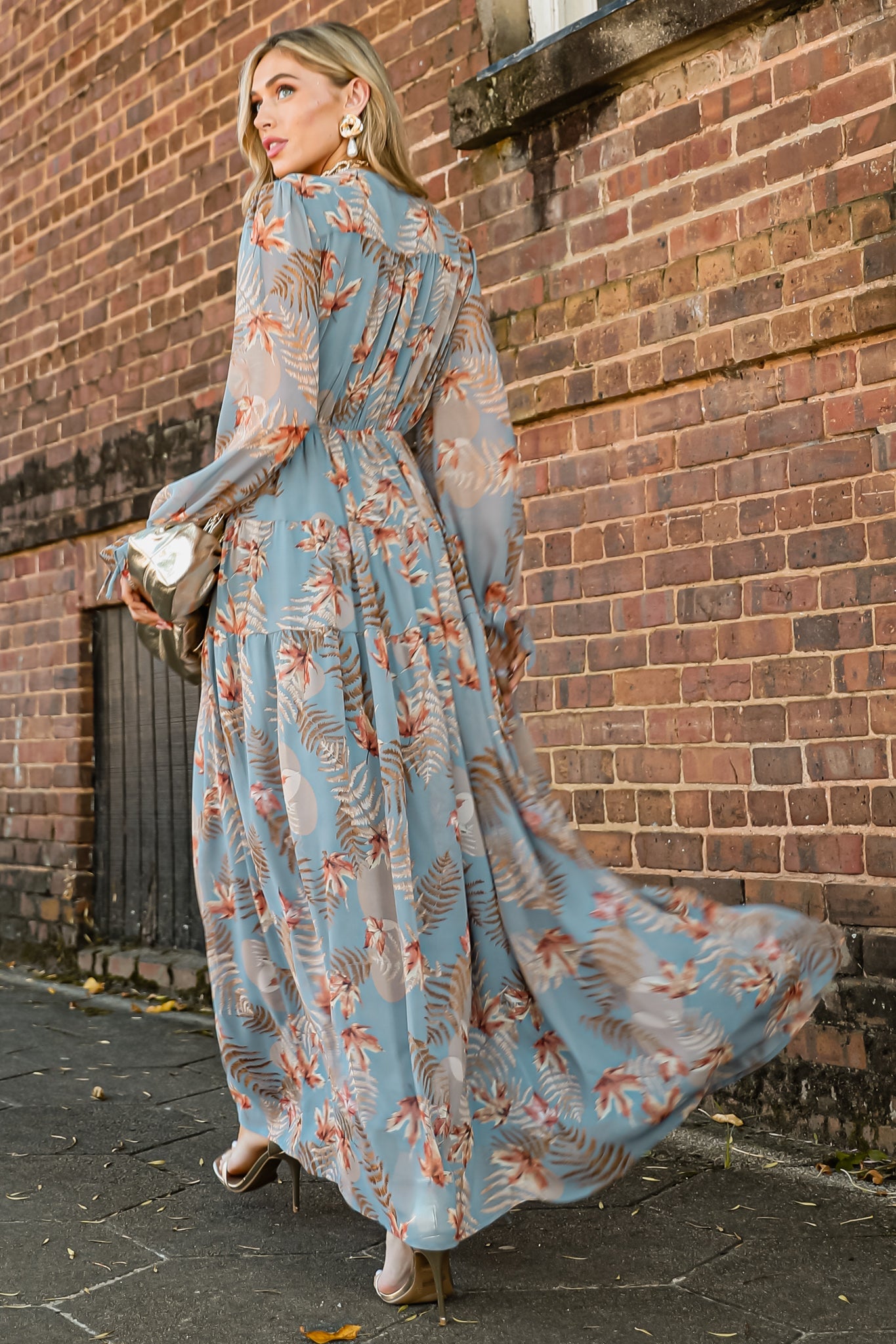 Enchanting Touch Sky Blue Print Maxi Dress - Red Dress