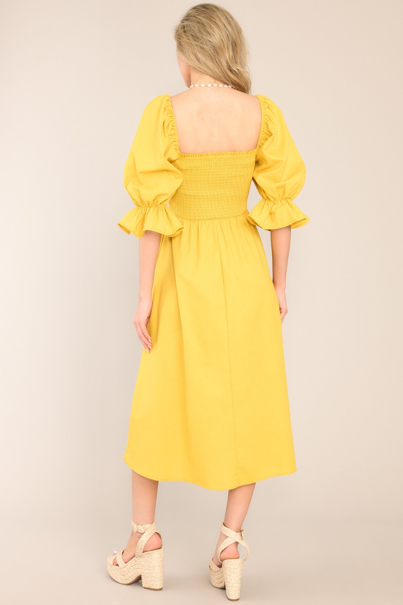 Enjoy The View Sunset Yellow Midi Dress - Red Dress