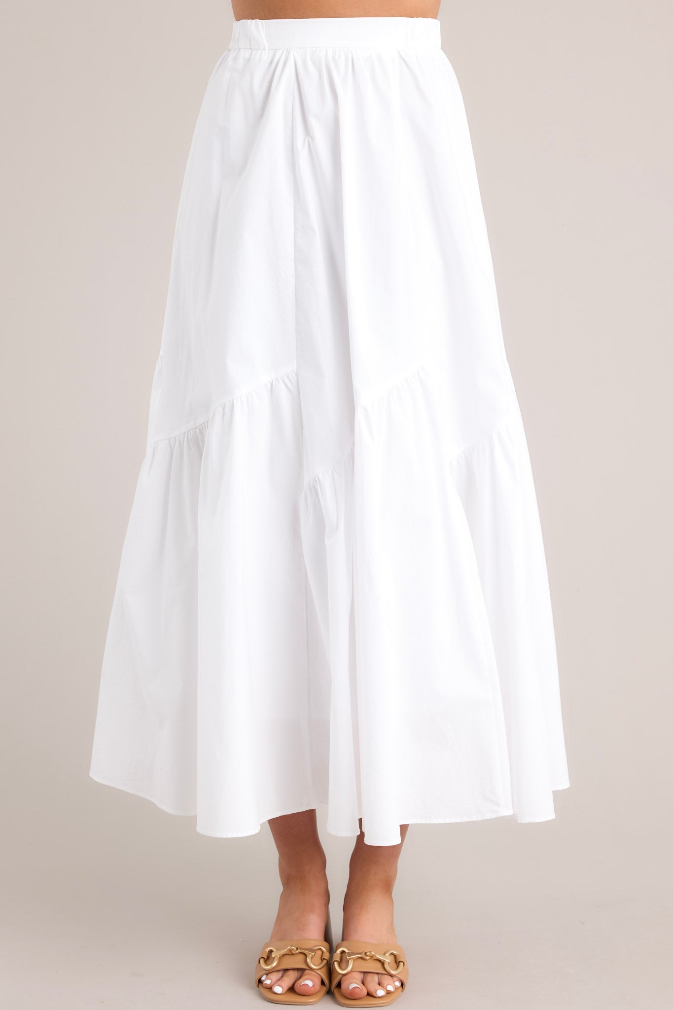 Everyday Magic White Midi Skirt - Red Dress