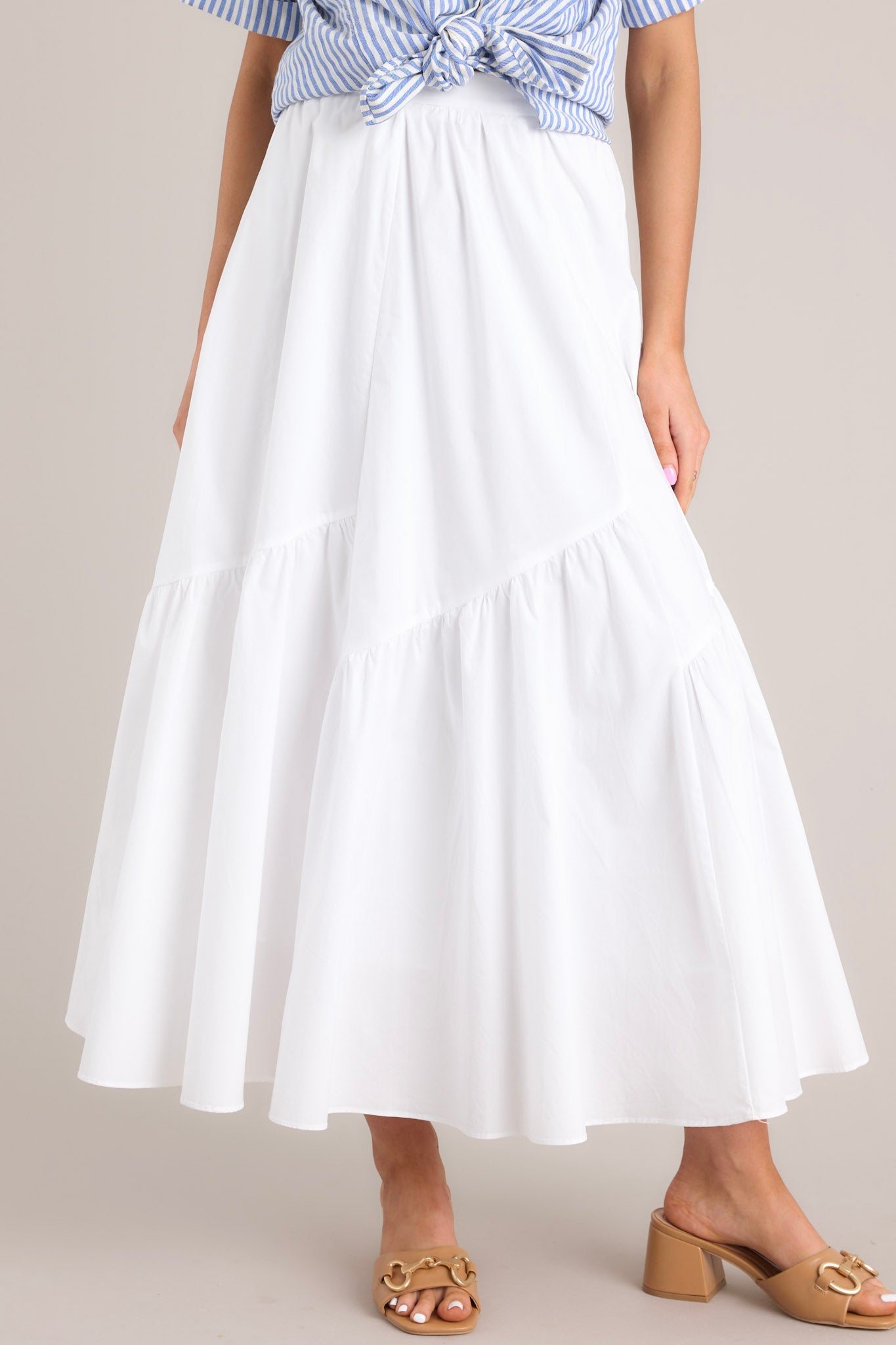 Everyday Magic White Midi Skirt - Red Dress