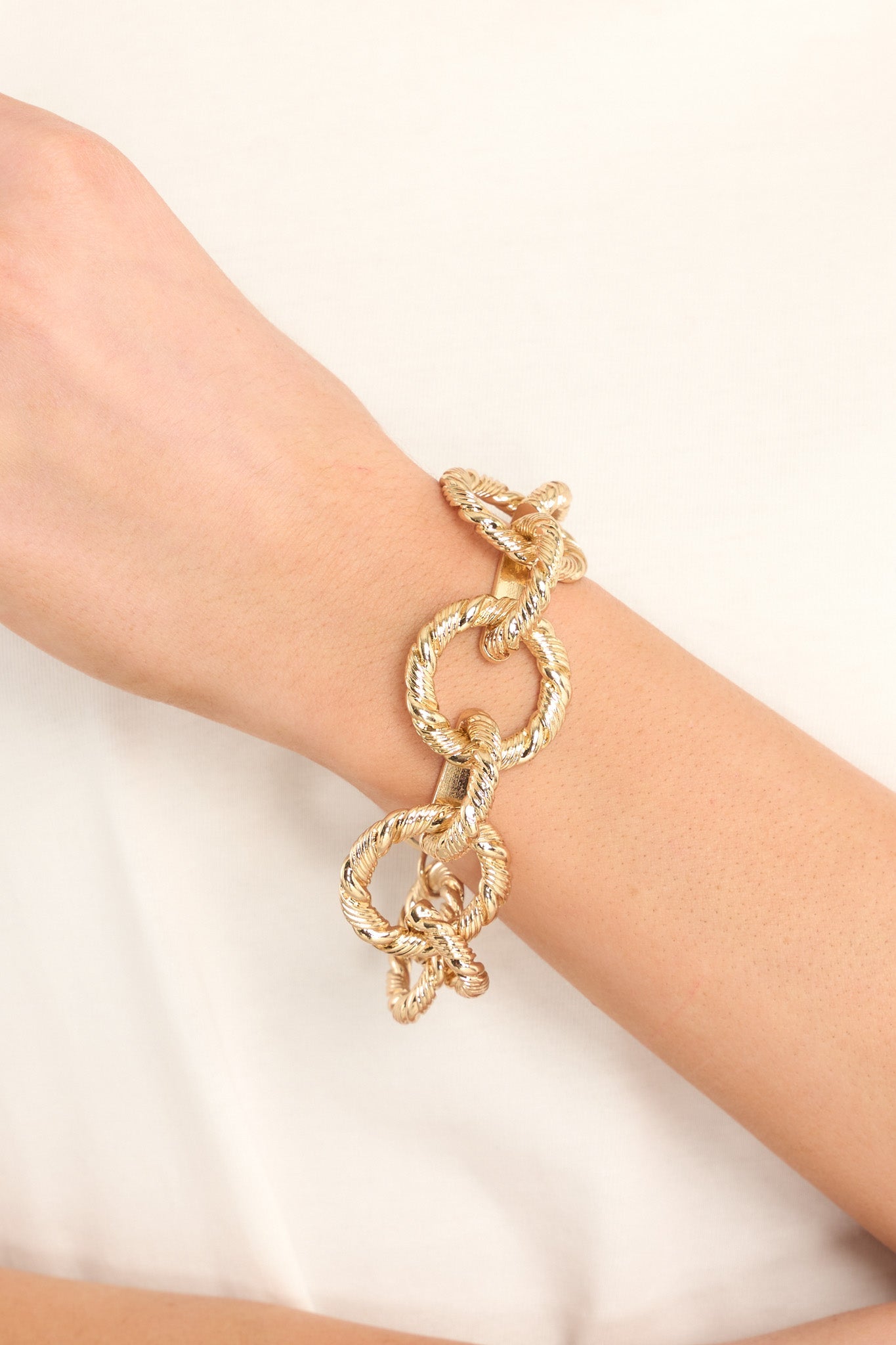 Fashion Forward Gold Bracelet - Red Dress