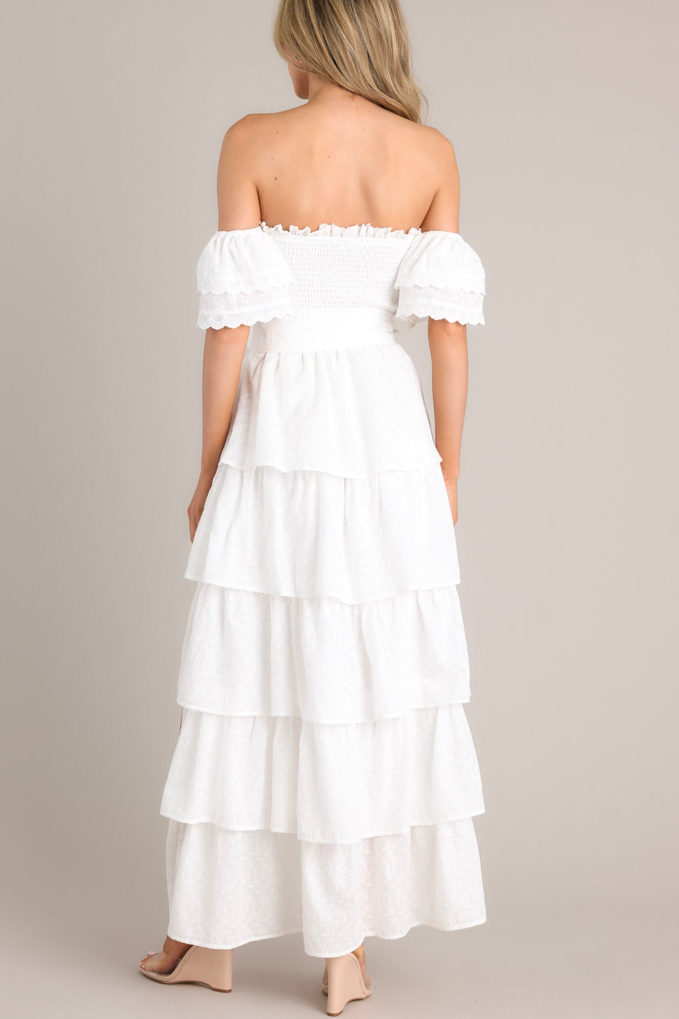 Feeling Mighty Fine White Eyelet Dress - Red Dress