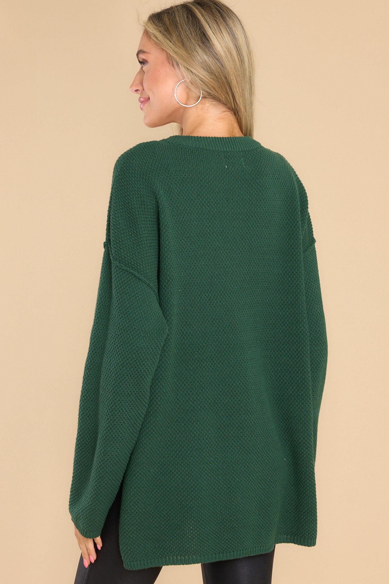 Fireside Chic Green Sweater - Red Dress