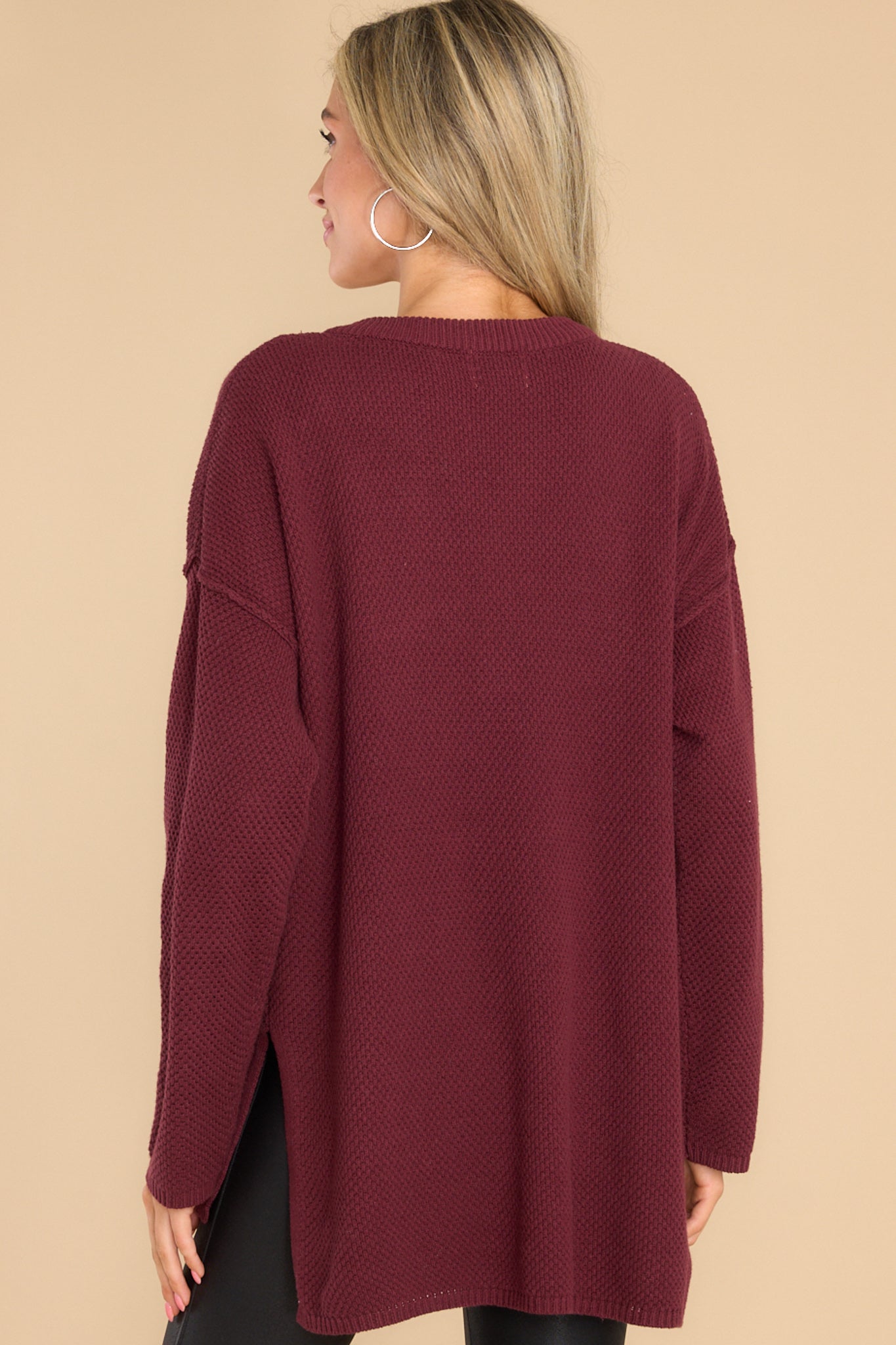 Fireside Chic Wine Sweater - Red Dress