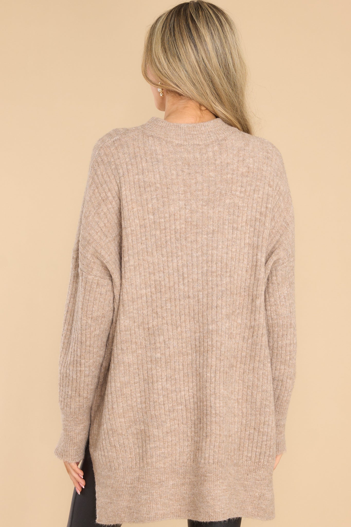 Fireside Flirt Taupe Sweater - Red Dress