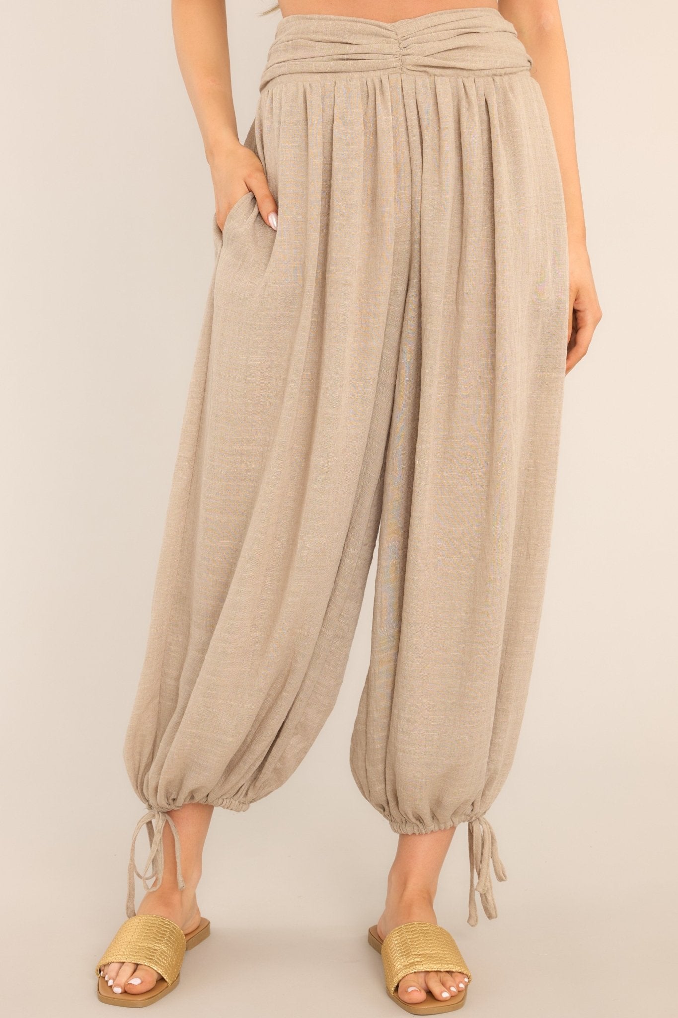 Float In The Wind Tan Pants - Red Dress