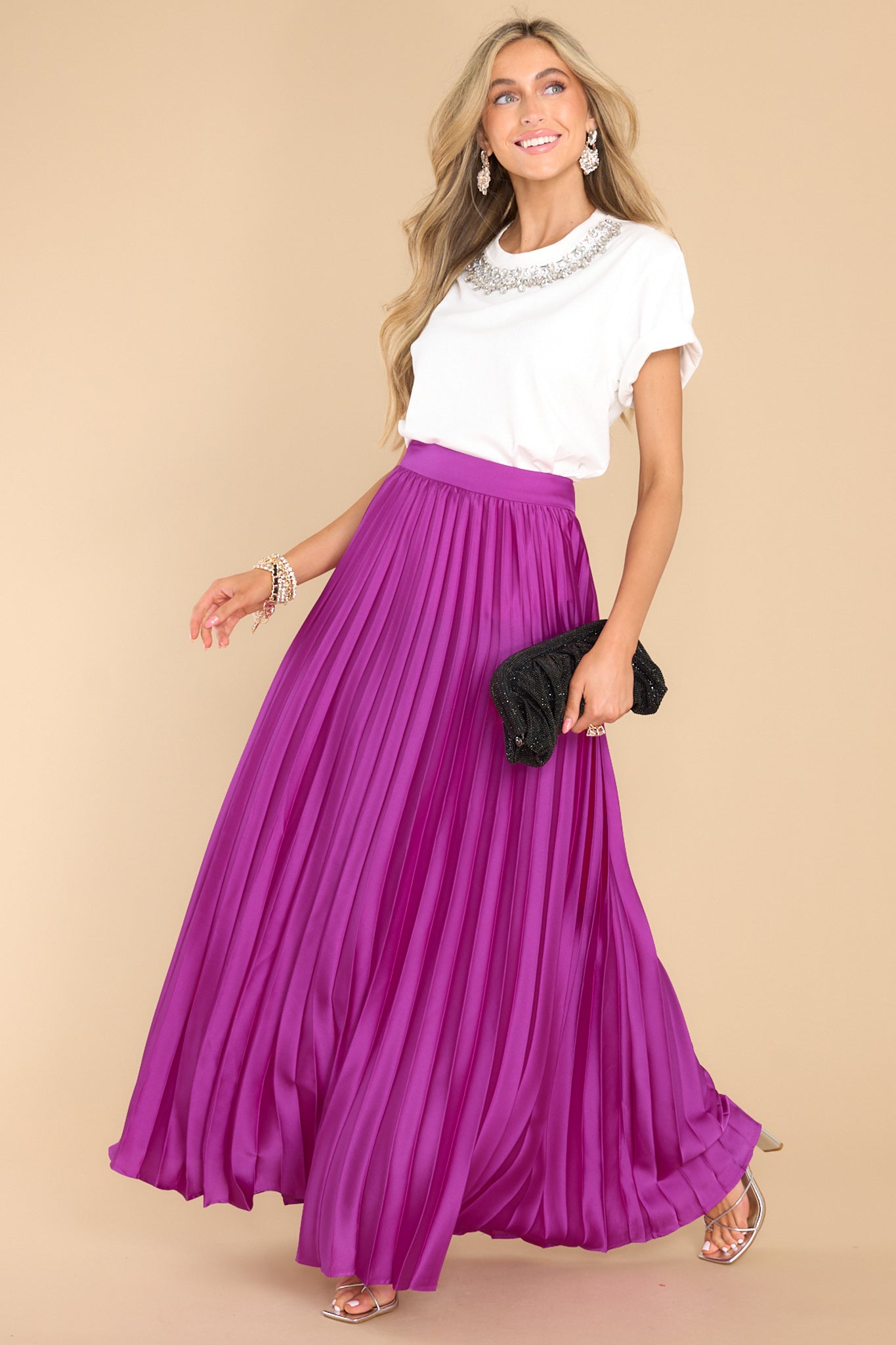 Four Elements Magenta Maxi Skirt - Red Dress