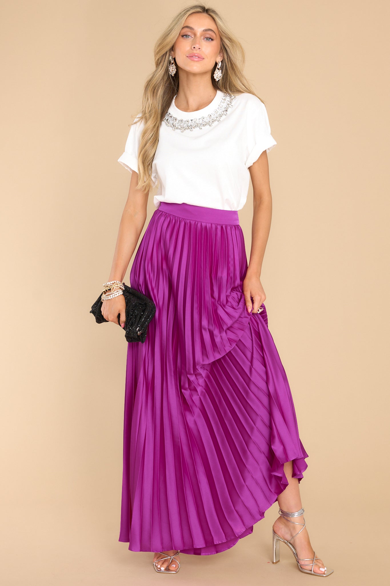 Four Elements Magenta Maxi Skirt - Red Dress