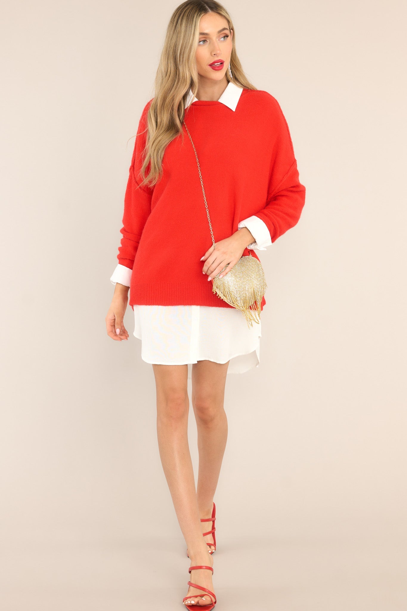 Full Heart Red Sweater - Red Dress