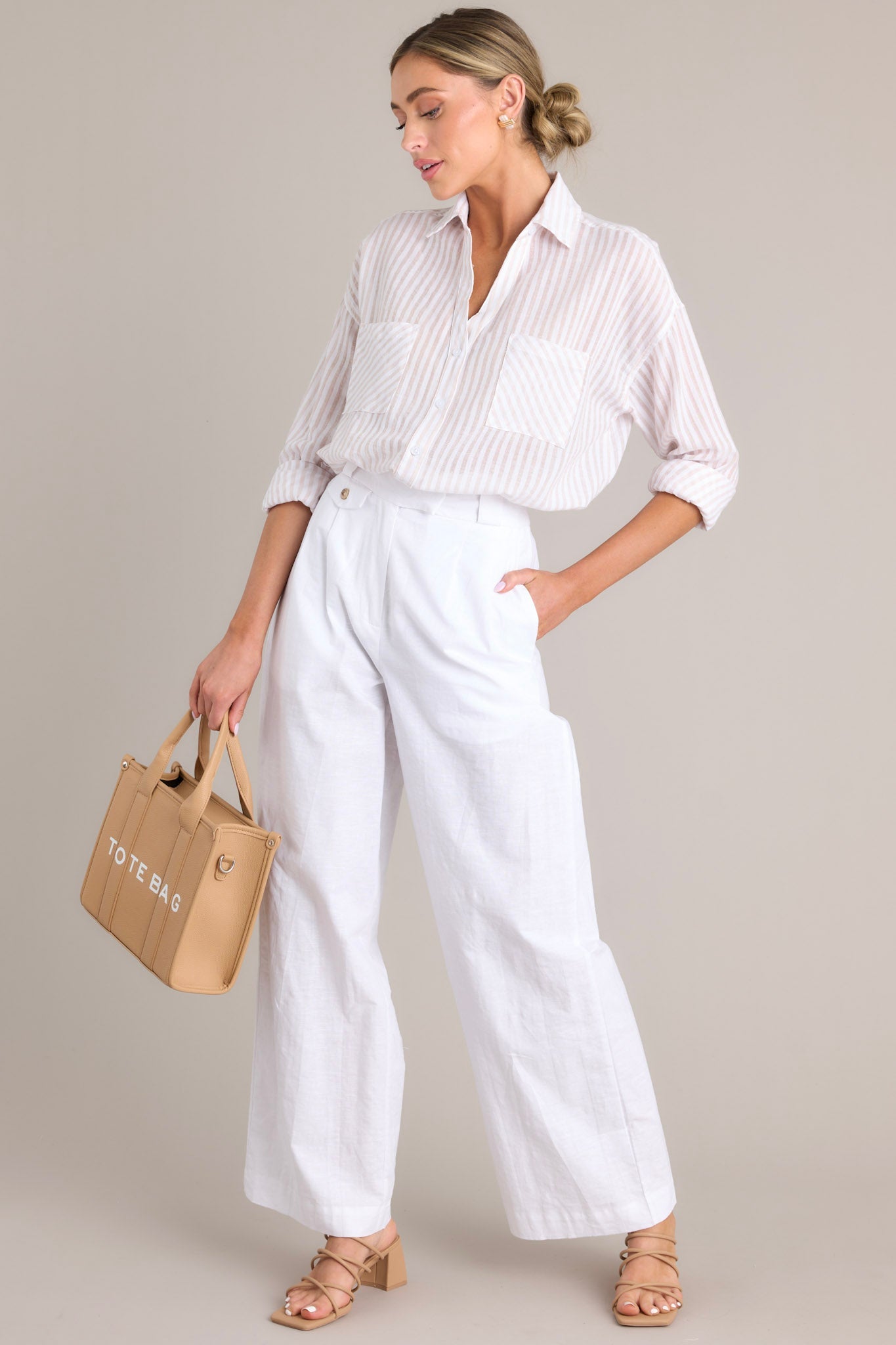 Get What You Need White Linen Pants - Red Dress