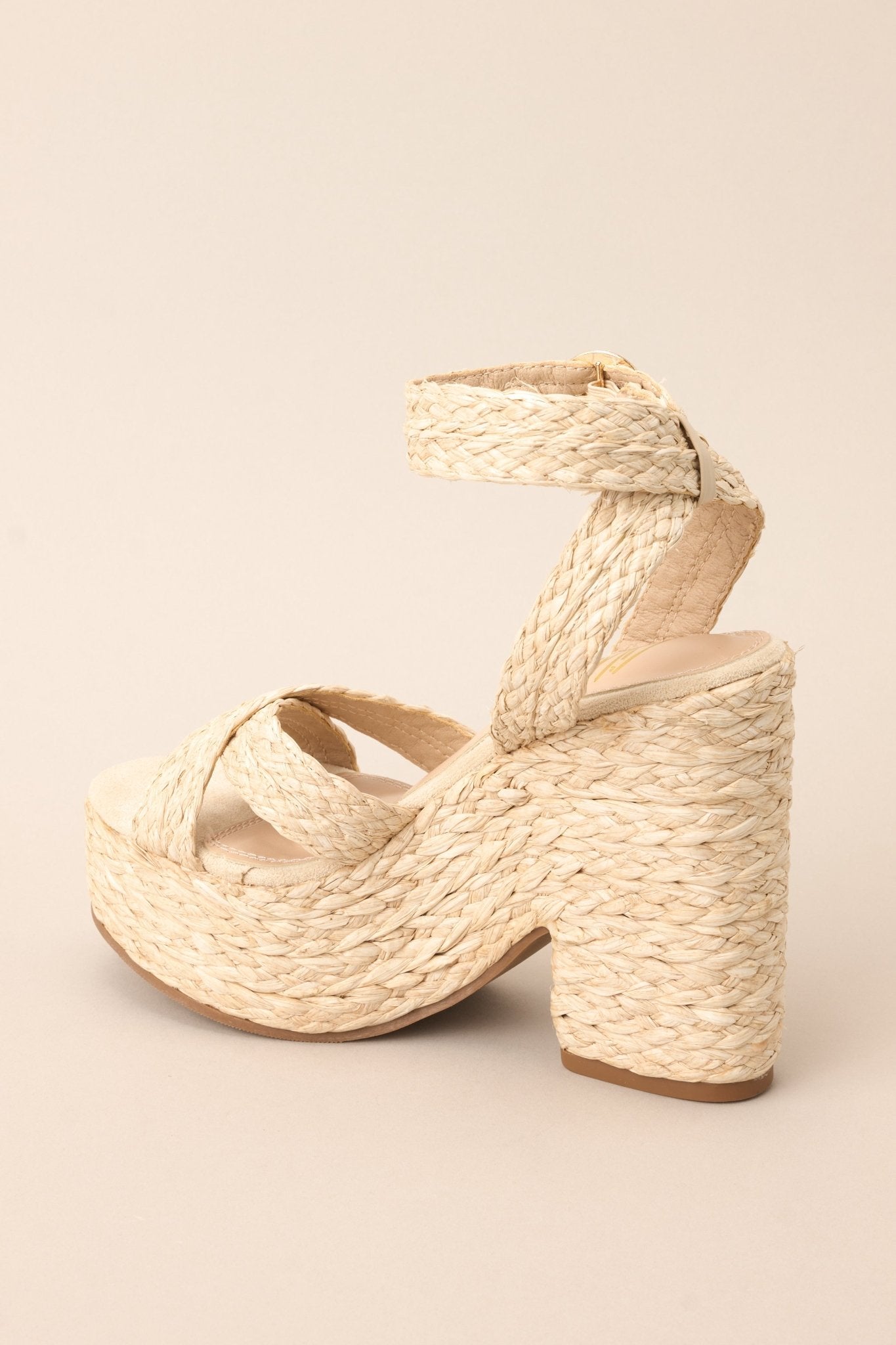 Good Sense Raffia High Heel Sandals - Red Dress