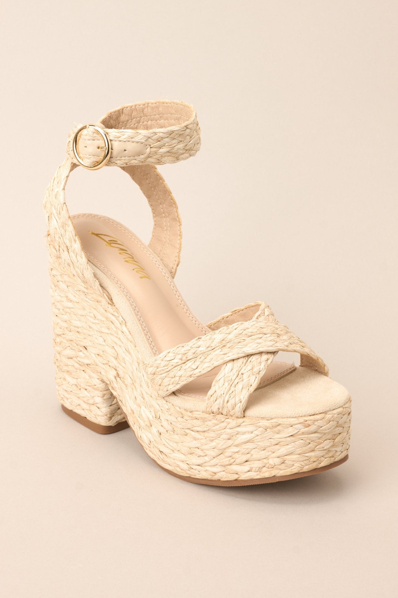 Good Sense Raffia High Heel Sandals - Red Dress