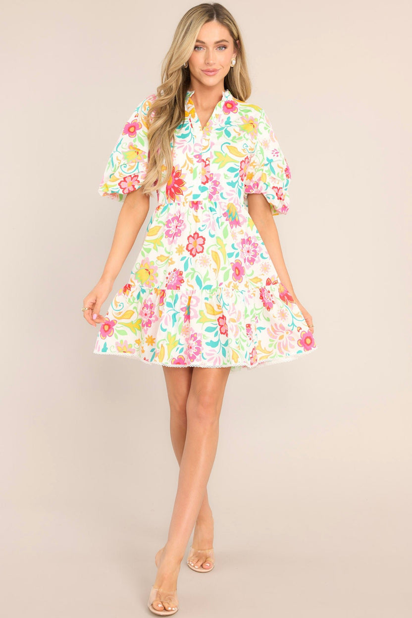 Pink Floral Mini Dress - All Dresses | Red Dress