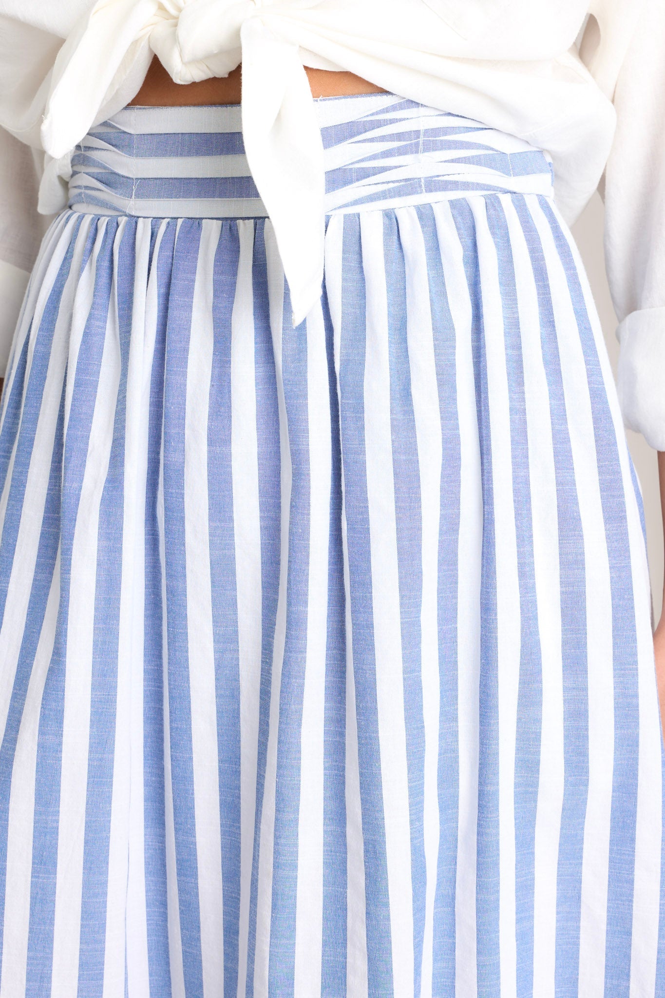 Hampton Serenade Striped Blue Midi Skirt - Red Dress