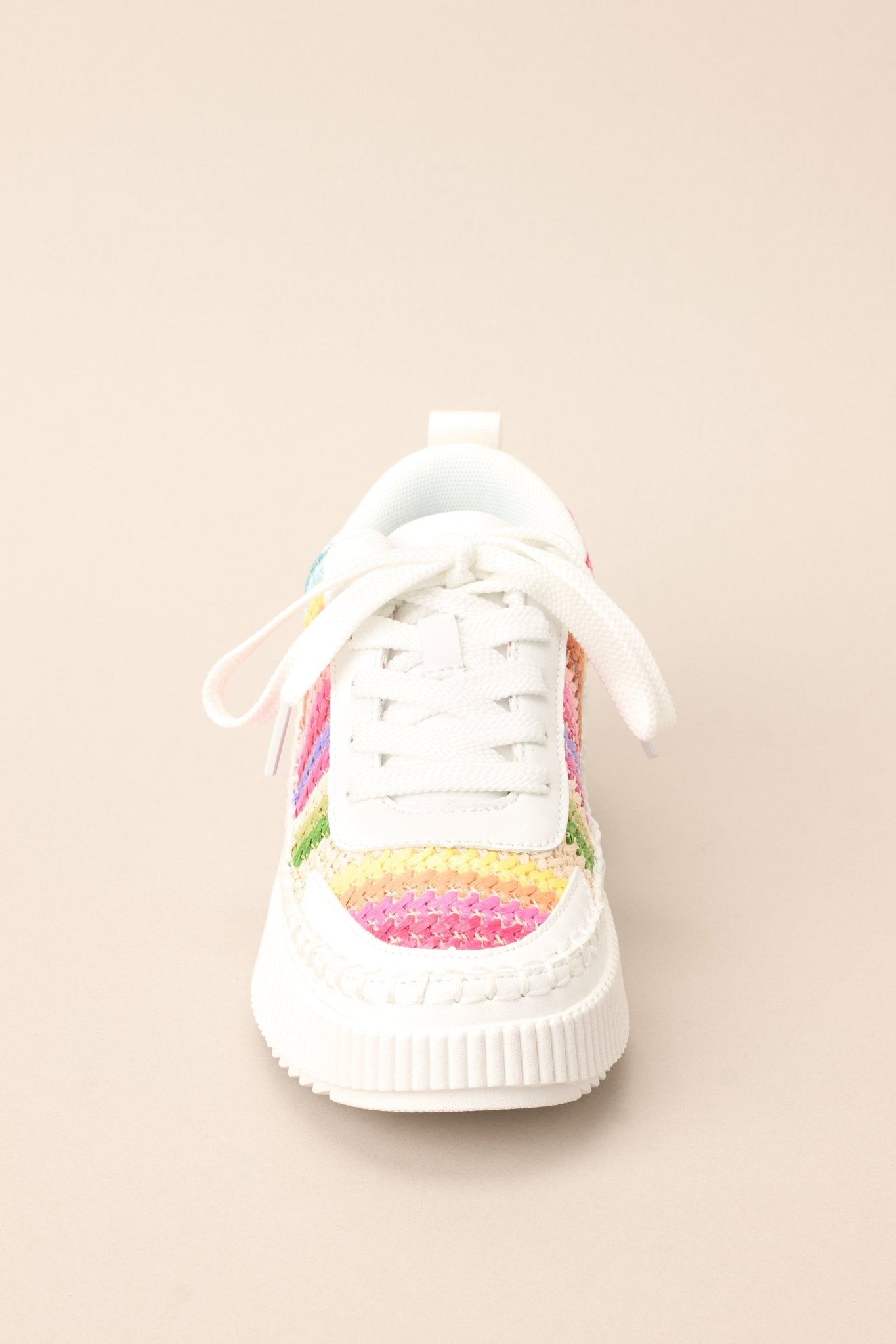 I Deserve Happiness Rainbow Knitted Platform Sneakers - Red Dress