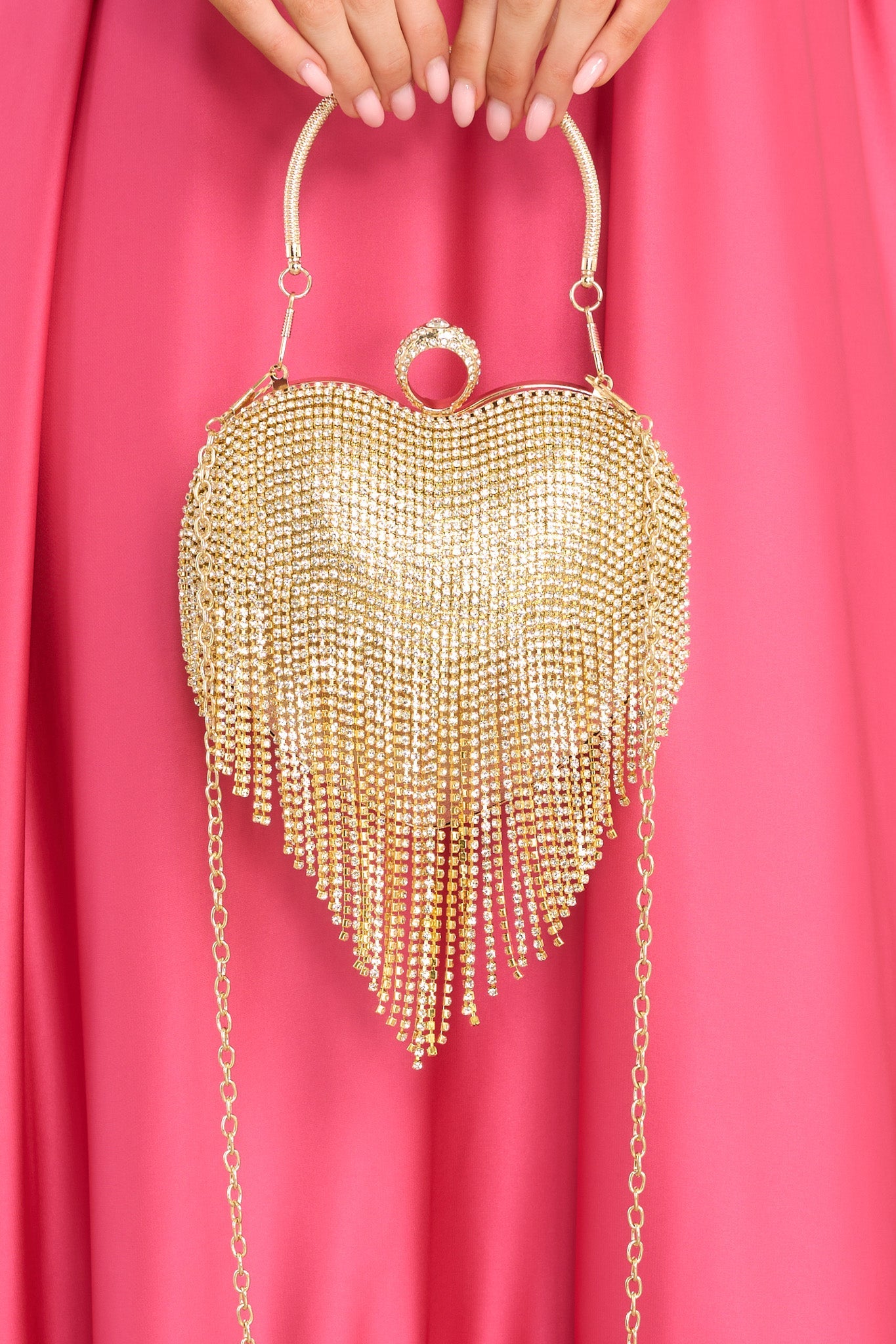 I Give You My Heart Gold Handbag - Red Dress