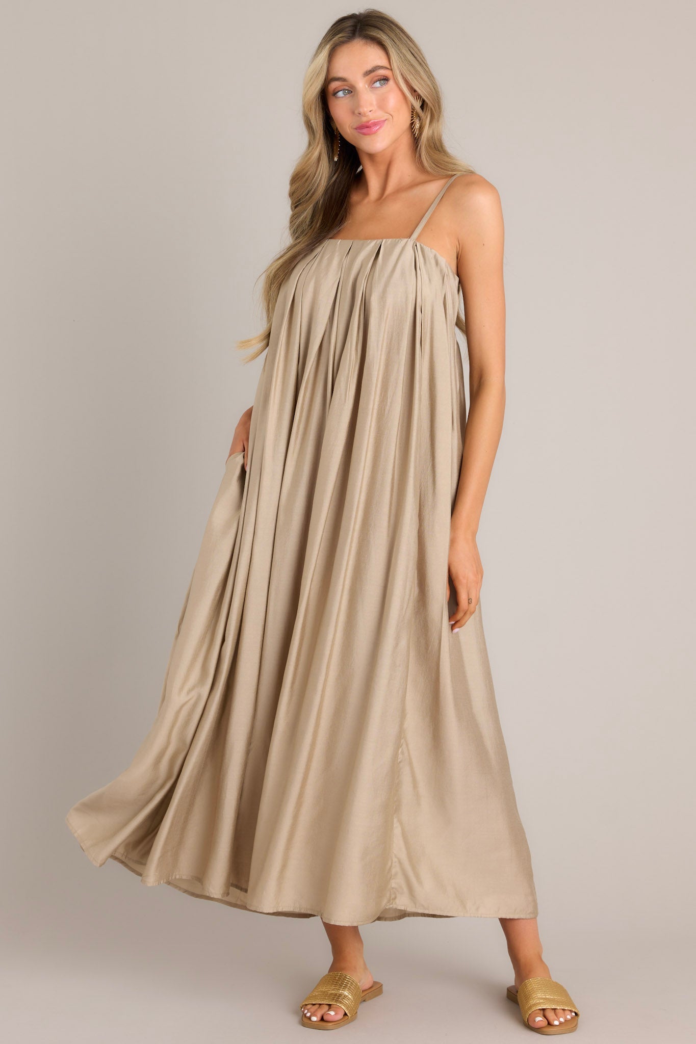 Flowy Tan Maxi Dress All Dresses Red Dress