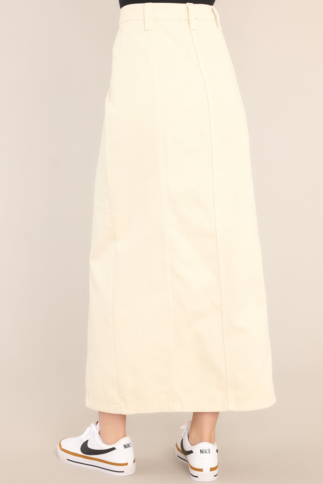 I Swear It Ivory Denim Maxi Skirt - Red Dress