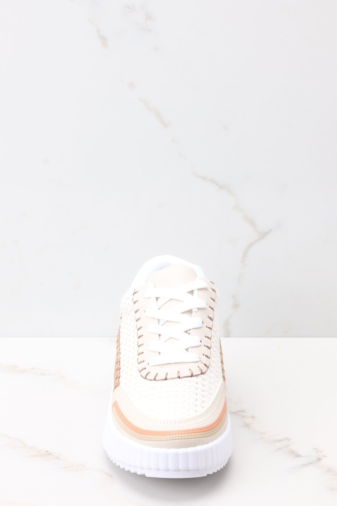 Iconic Steps Beige Platform Sneakers - Red Dress