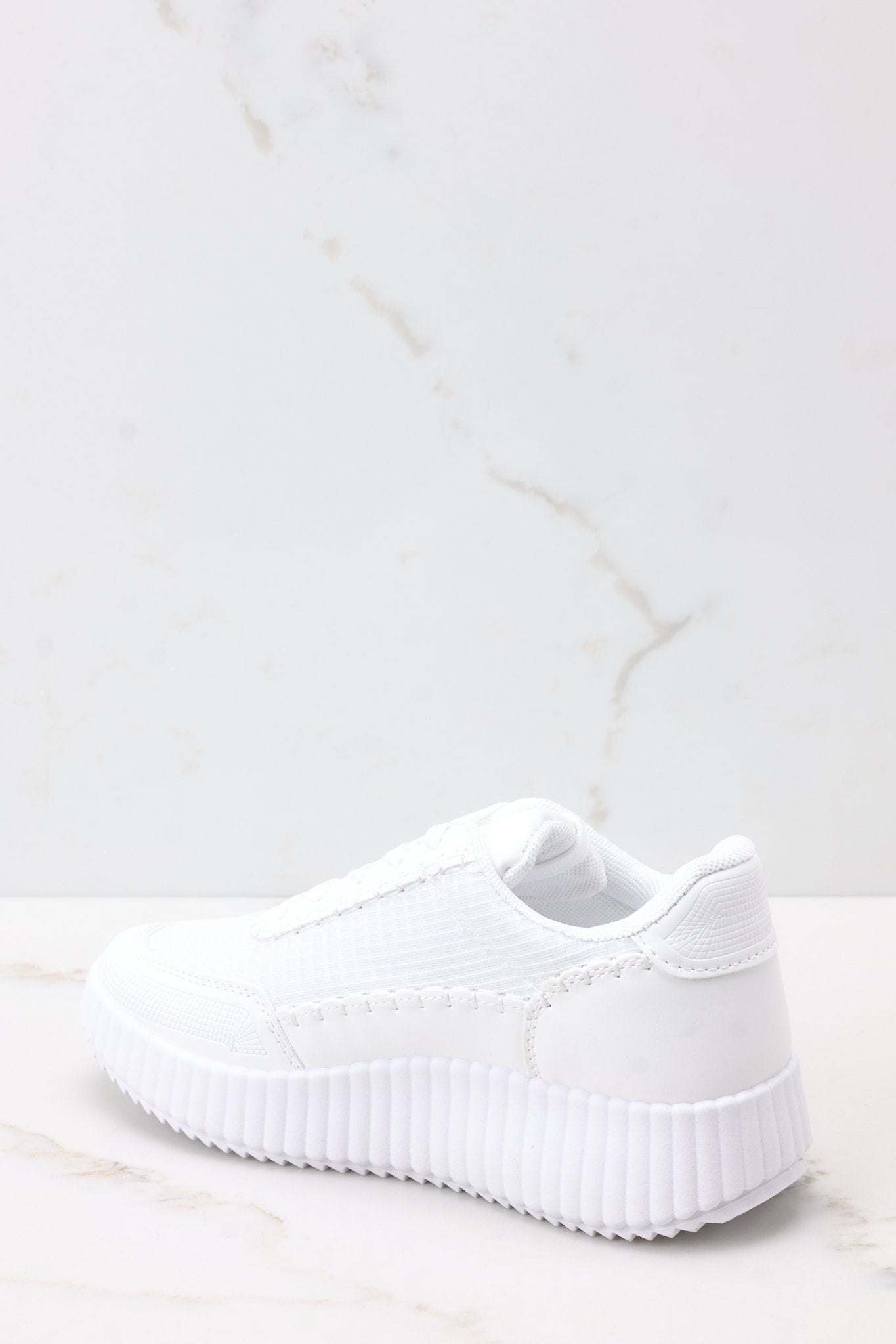 Iconic Steps White Platform Sneakers - Red Dress