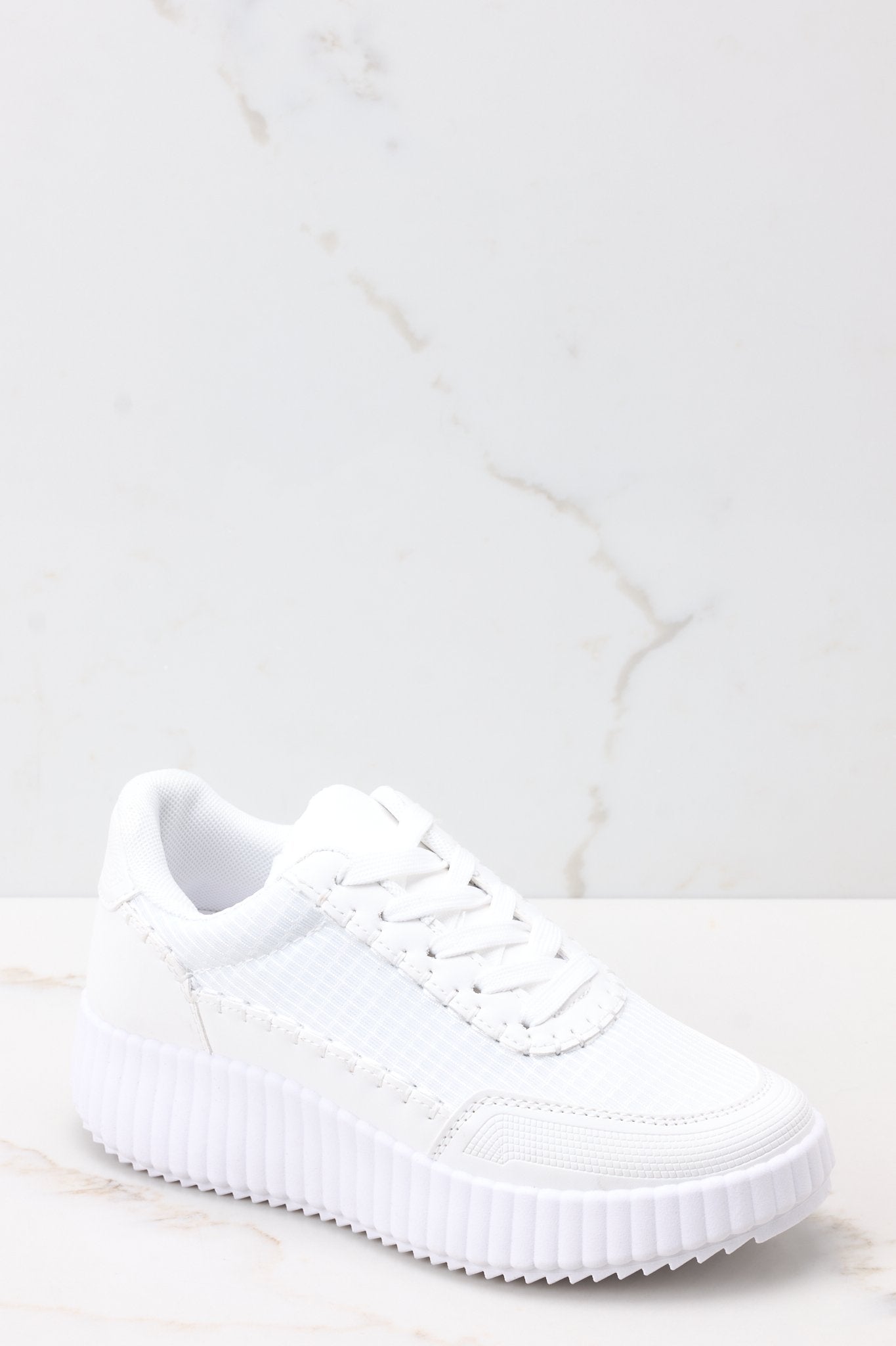 Iconic Steps White Platform Sneakers - Red Dress