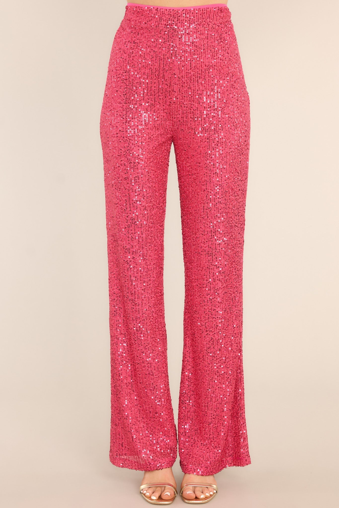 Impressively Iconic Hot Pink Sequin Pants - Red Dress