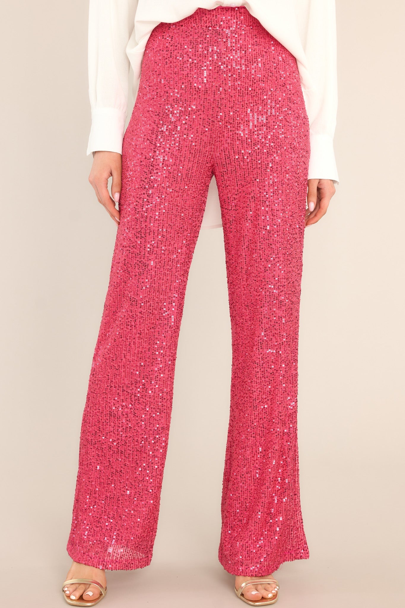 Impressively Iconic Hot Pink Sequin Pants - Red Dress