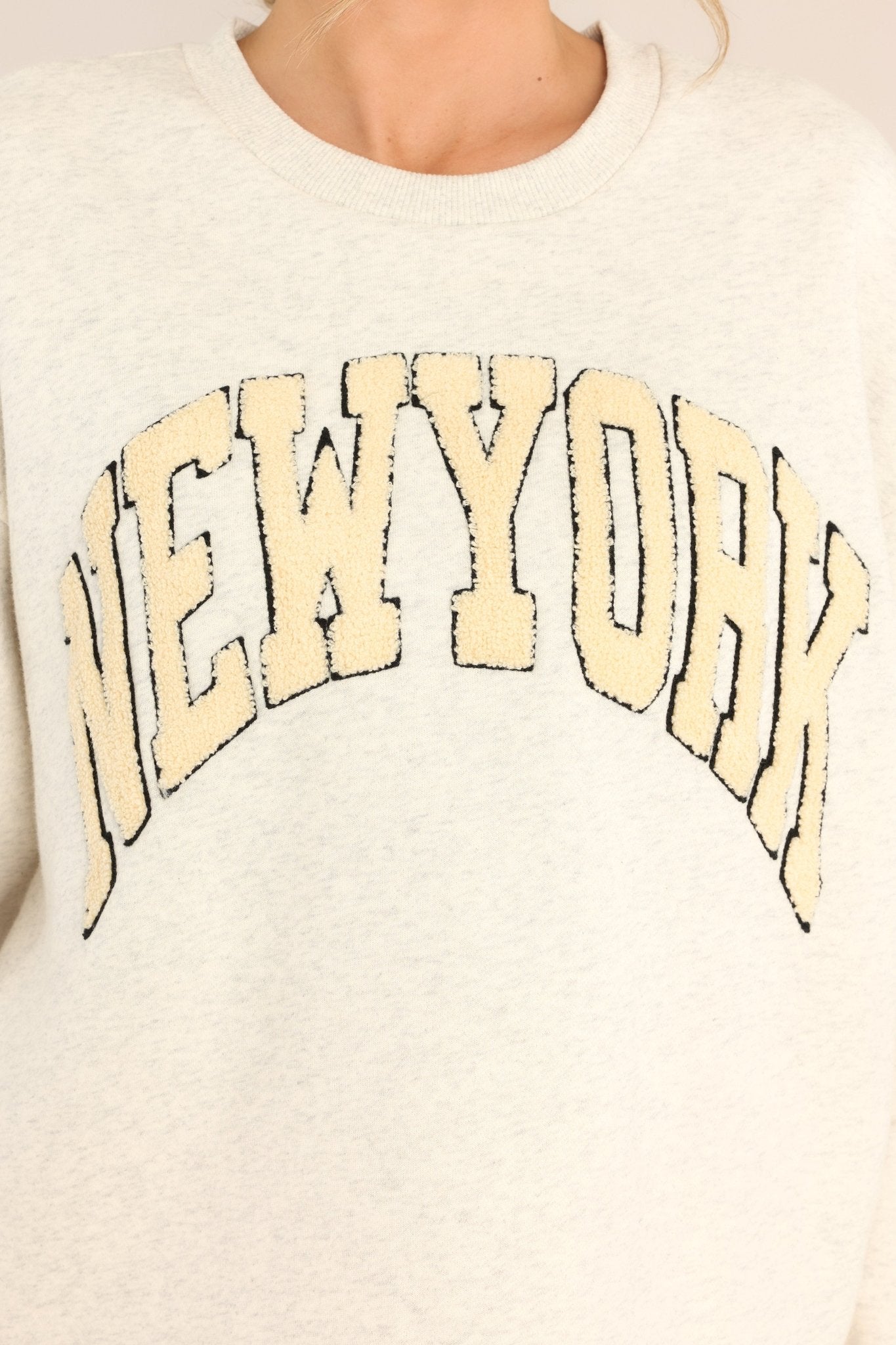 In Every City Oatmeal New York Sweatshirt - Red Dress