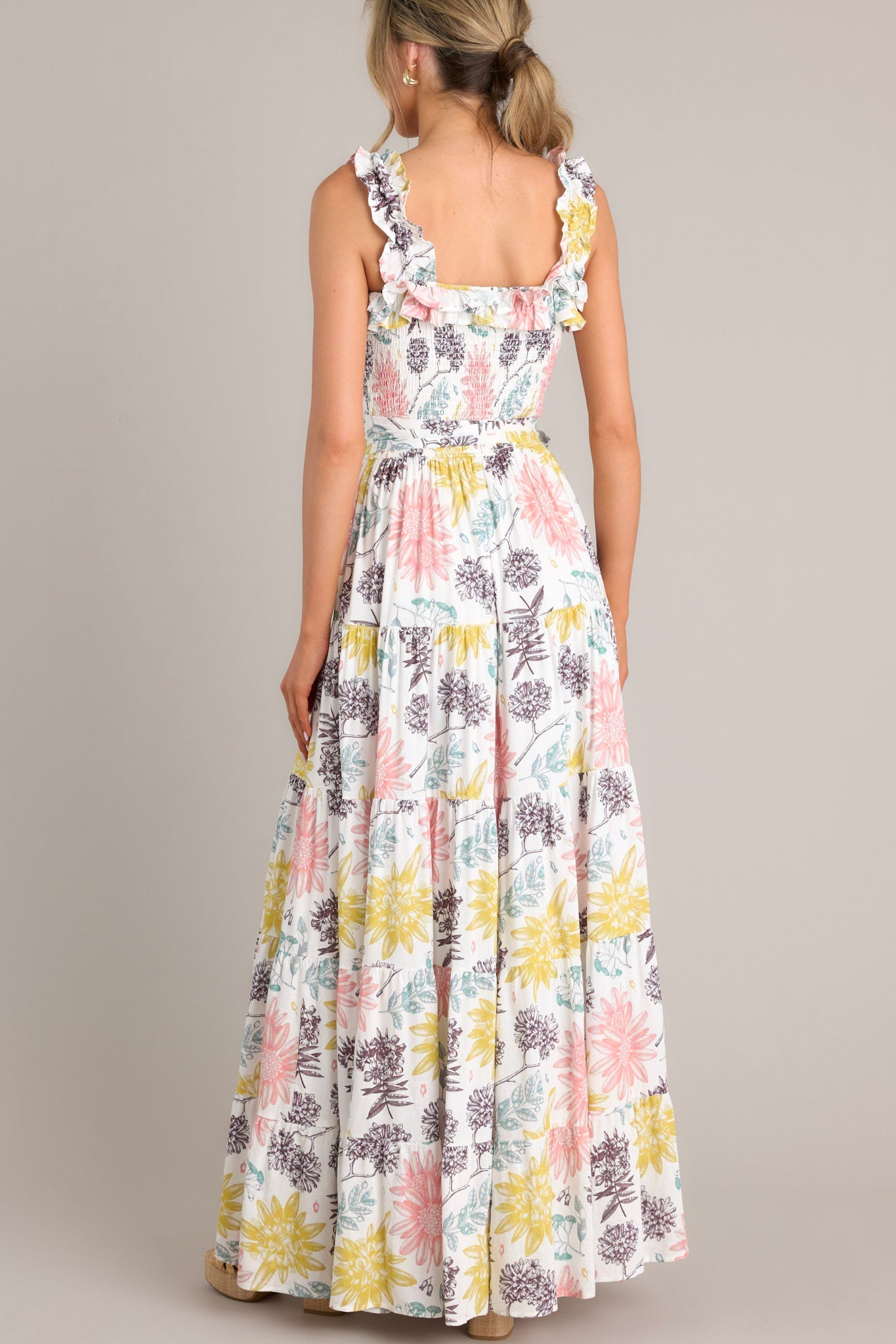 Inner Chaos Ivory Floral Print Maxi Dress - Red Dress