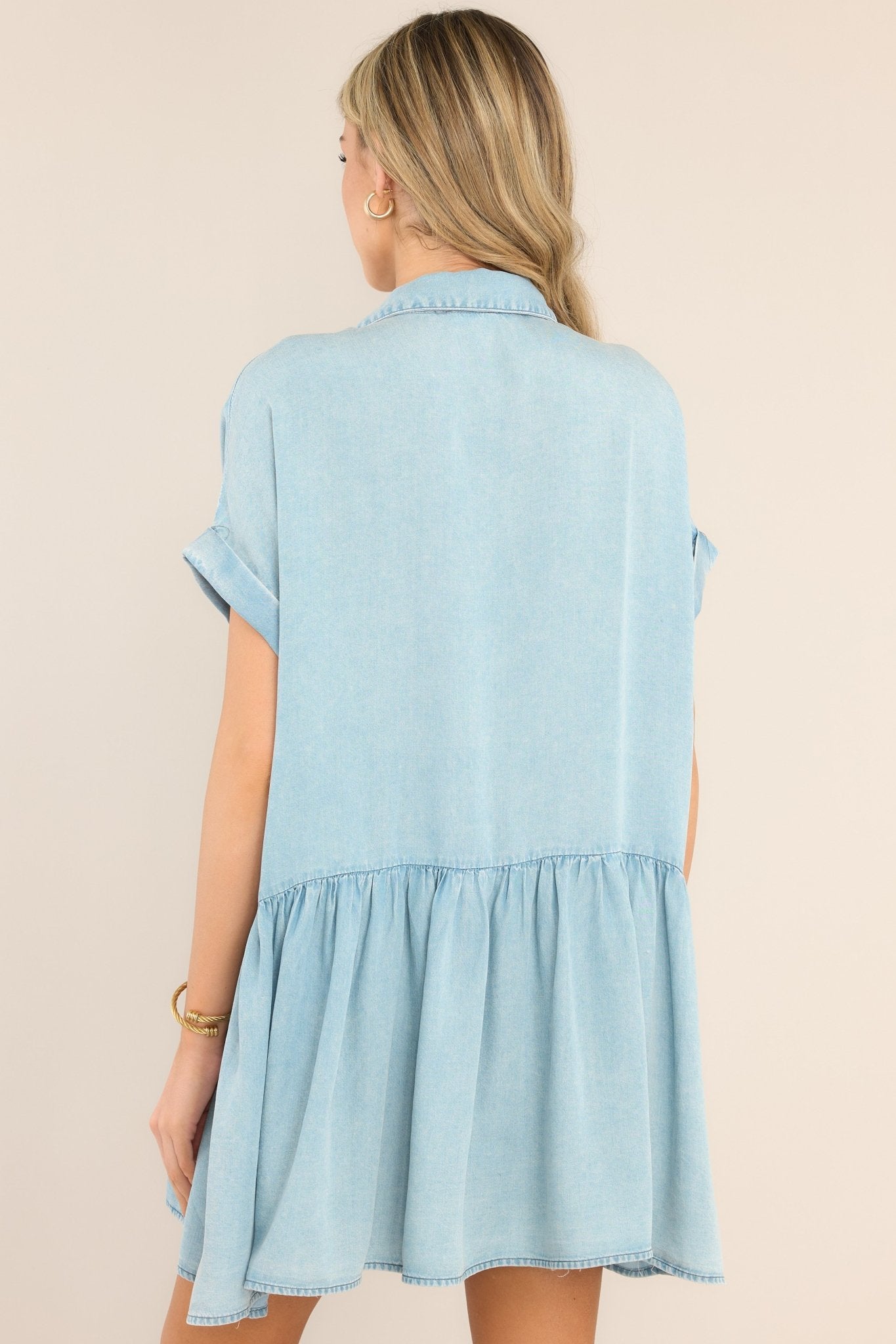 Inner Delight Chambray Shirt Dress - Red Dress